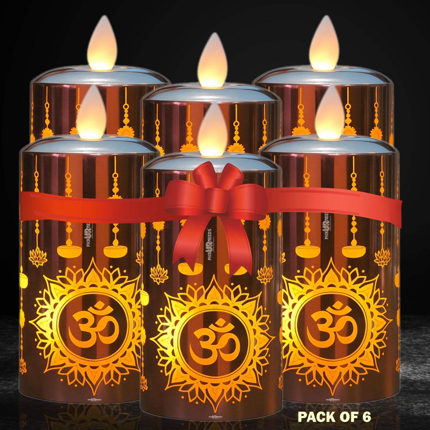 Pick Ur Needs Flameless Diya Flickering LED Tea Light Candle –Realistic Moving Flame | Battery Candle (Gold, Pack of 2)