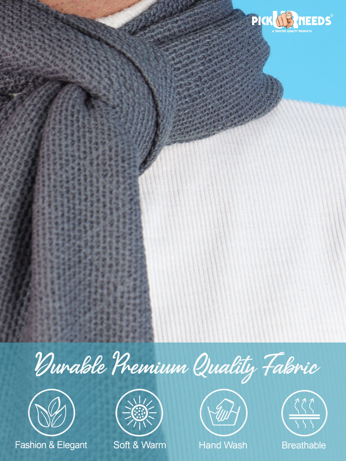 Pick Ur Needs Premium Soft, Warm & Breathable Wool Blend Winter Scarf for Men Fashionable Elegant Muffler