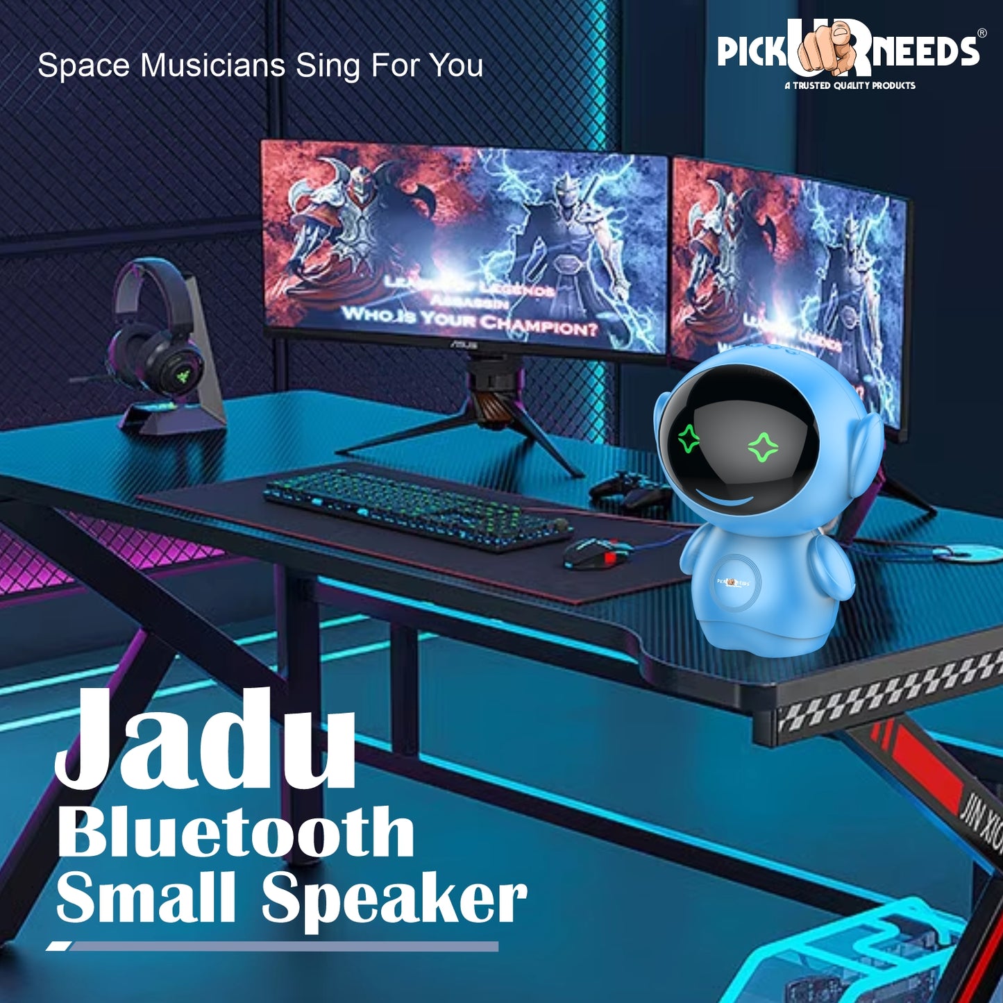 Pick Ur Needs Rechargeable Bluetooth Speaker with 1200mAh Battery β Portable Wireless Audio, FM Radio, USB/TF Card Support, TWS Pairing (White)