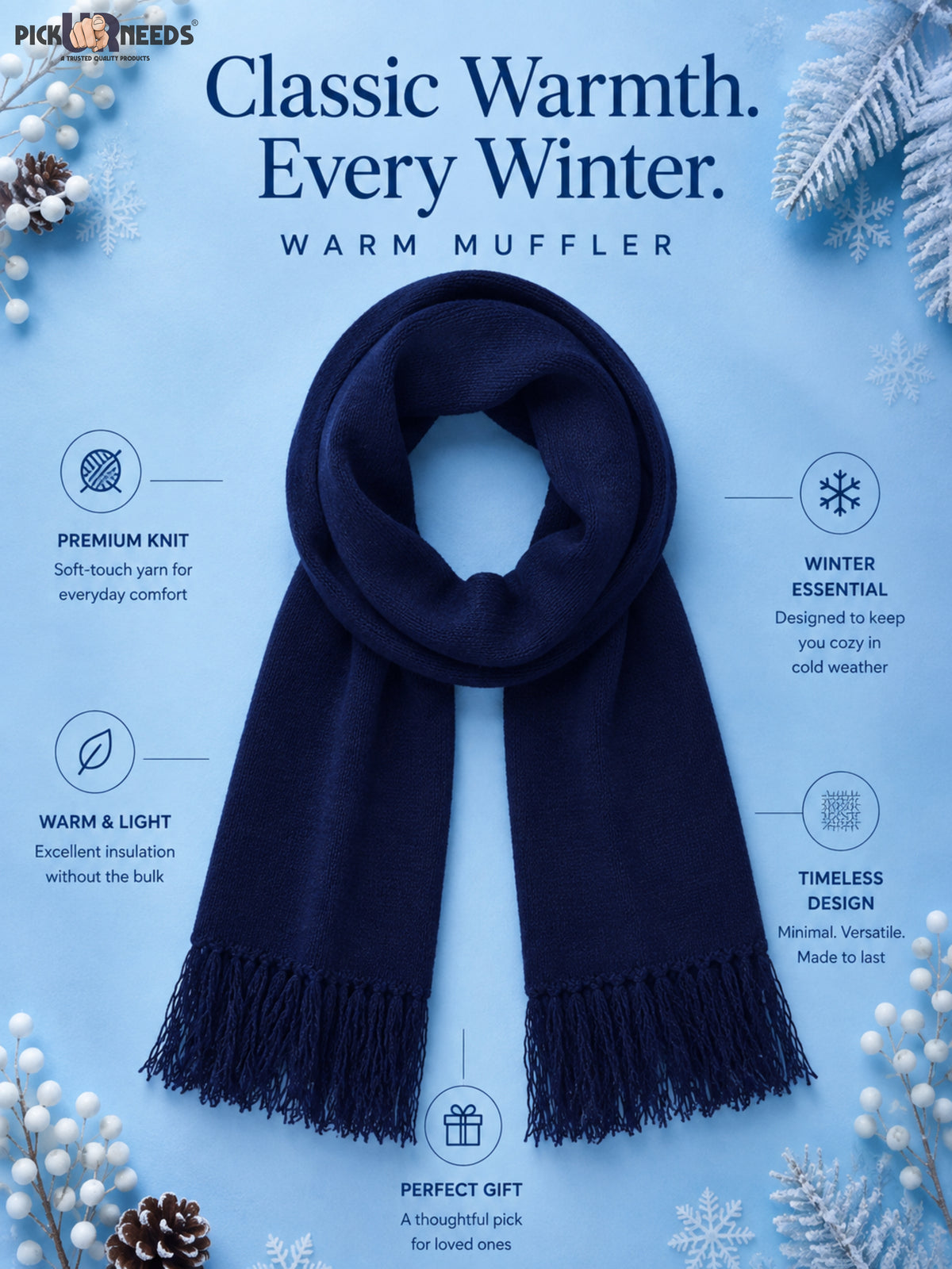 Pick Ur Needs Mens Winter Muffler Scarf for Boys & Men Soft Warm Neck Wrap Stole Lightweight Shawl