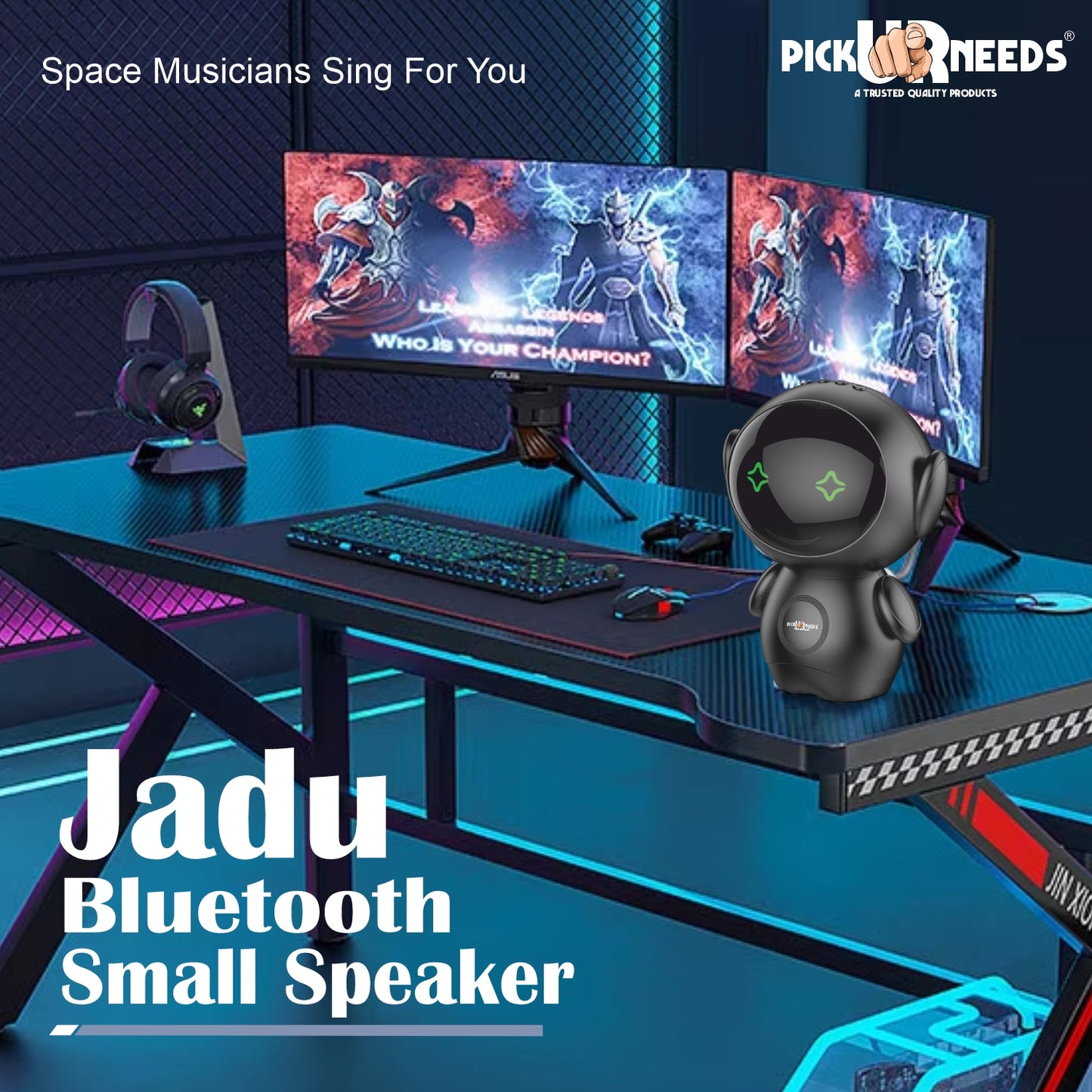 Pick Ur Needs Rechargeable Bluetooth Speaker with 1200mAh Battery β Portable Wireless Audio, FM Radio, USB/TF Card Support, TWS Pairing (White)