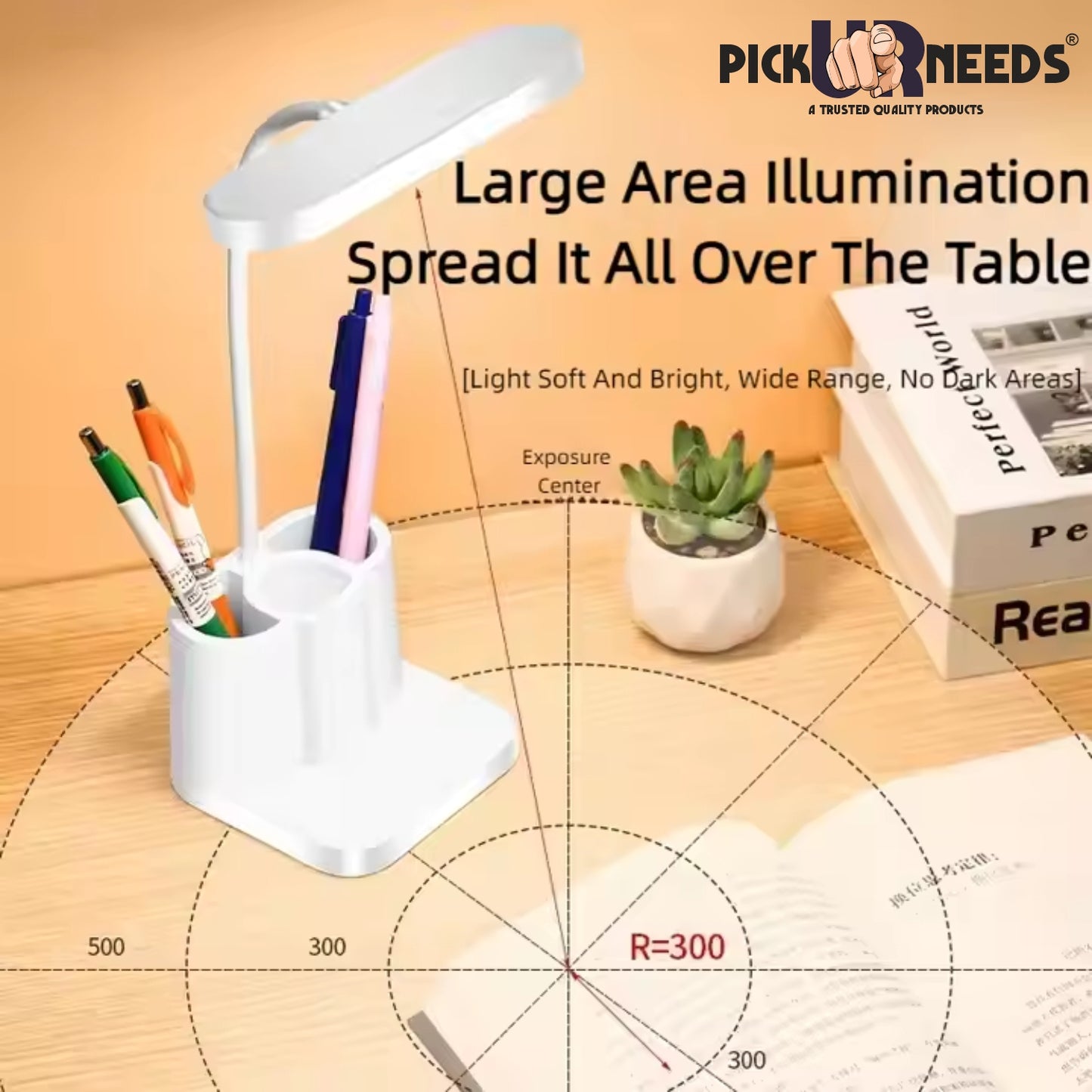 Pick Ur Needs LED Smart Desk Table Lamp Rechargeable, 3 LIght Modes, Foldable Study Lamp (11 cm, White)