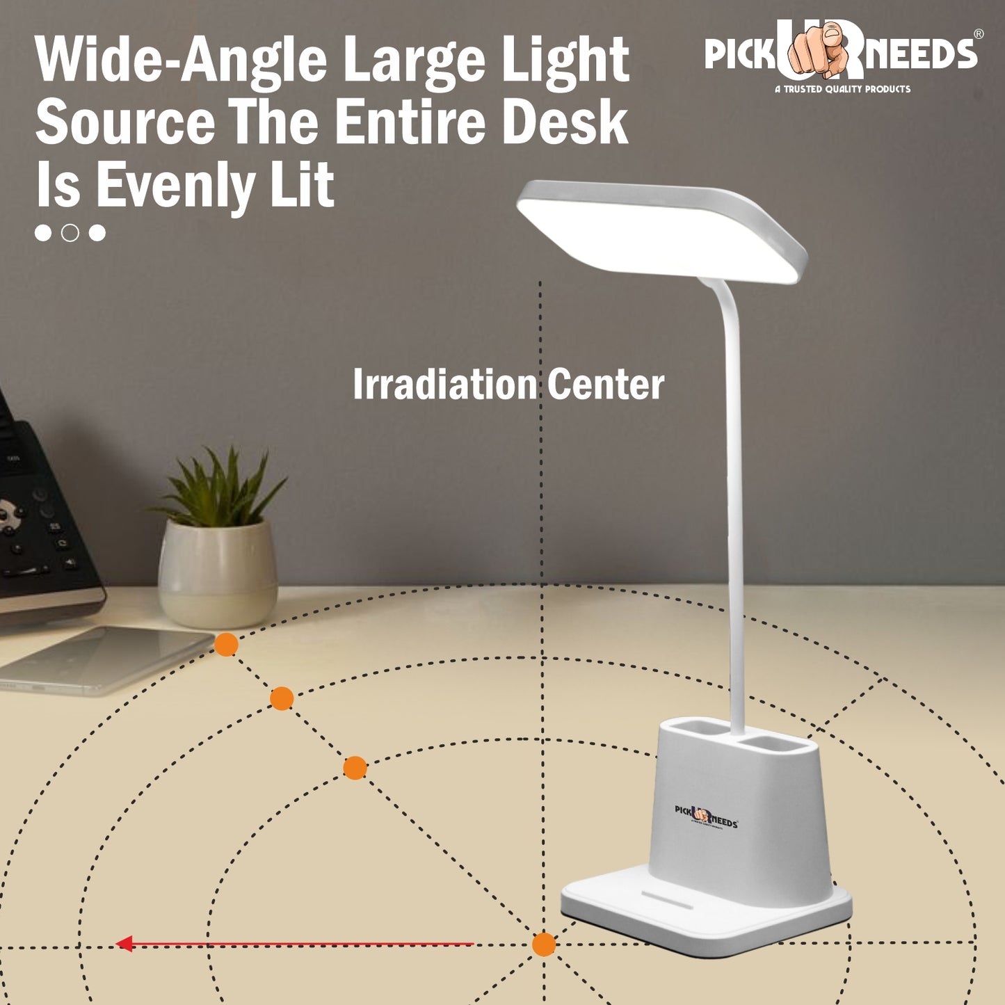 Pick Ur Needs Rechargeable Study Table Lamp with Touch, 3 Color Modes, Eye-Caring, Study Lamp (11 cm, White)