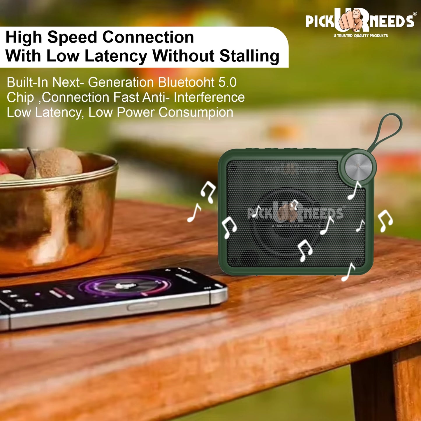 Pick Ur Needs Rechargeable Box Sound Wireless Speaker 5W – TWS, 4H Playback, TF/SD/USB/FM 5 W Bluetooth Speaker (Black, 5.0 Channel)