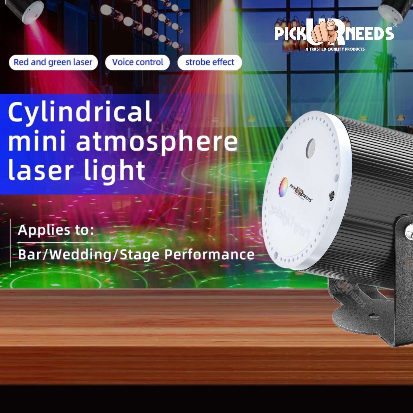 Pick Ur Needs Mini Cylinder DJ Disco Laser Light with 16 Patterns & 4 Modes USB-Powered Party Light for Weddings,Clubs & Events