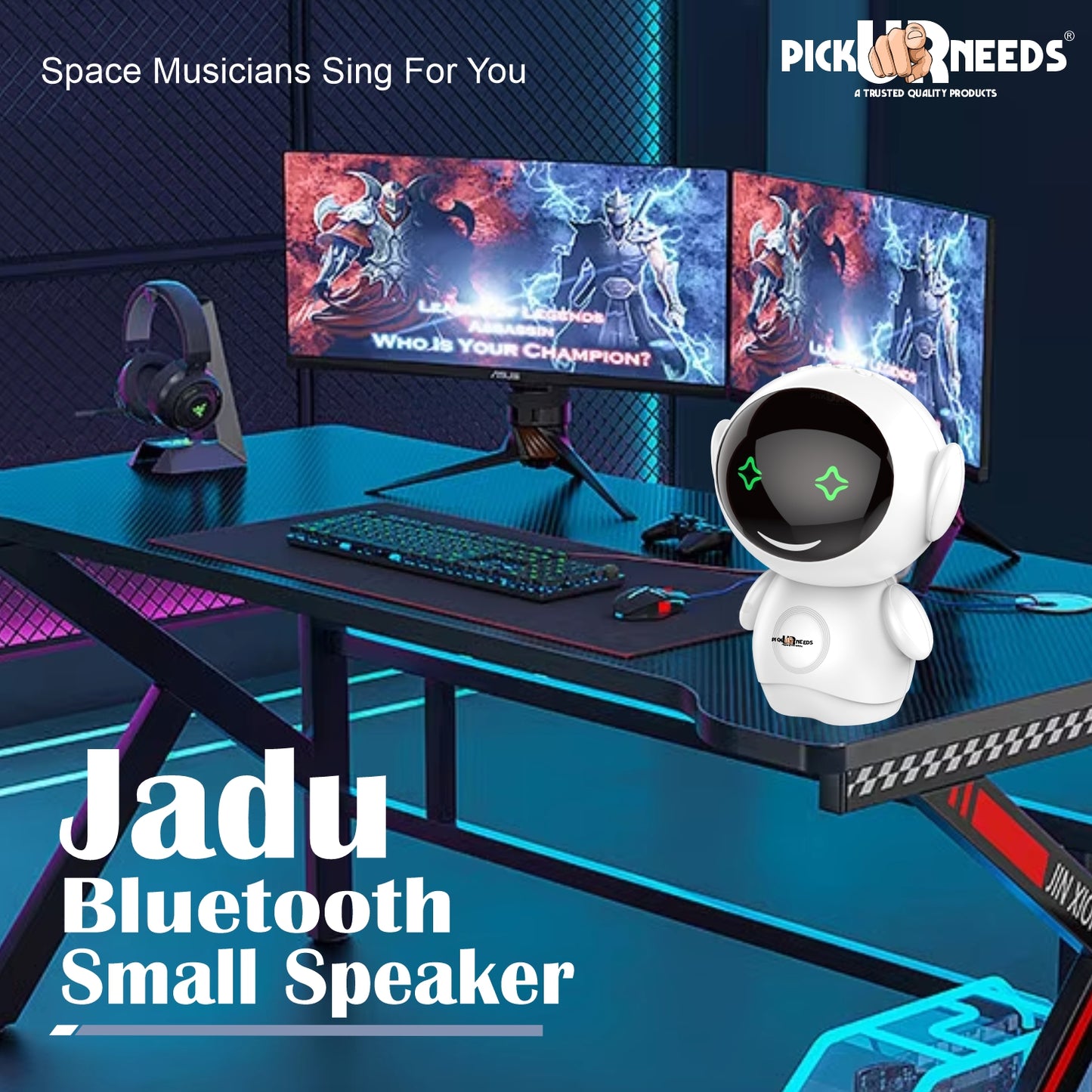 Pick Ur Needs Rechargeable Bluetooth Speaker with 1200mAh Battery β Portable Wireless Audio, FM Radio, USB/TF Card Support, TWS Pairing (White)