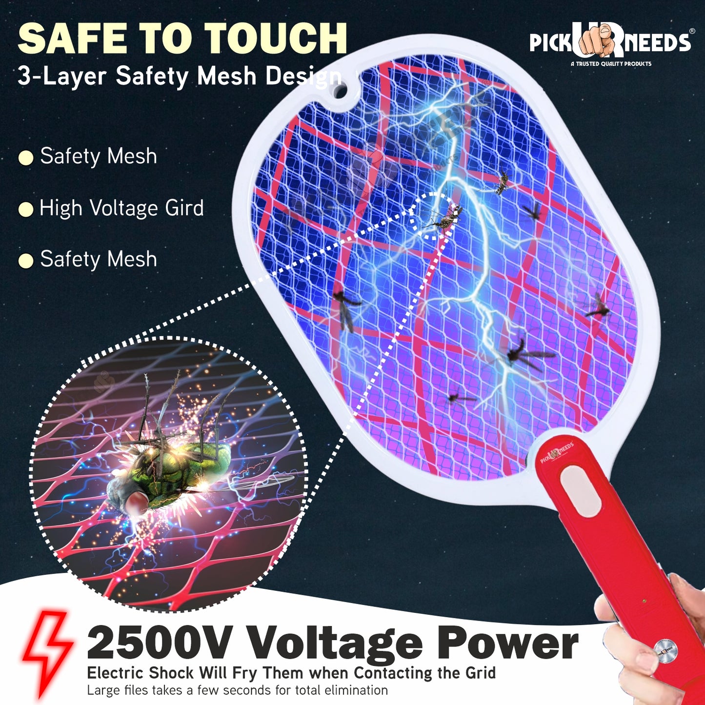 Pick Ur Needs High Power Rechargeable Mosquito Killer Bat/Racket For Indoor & Outdoor Electric Insect Killer Indoor, Outdoor (Bat)
