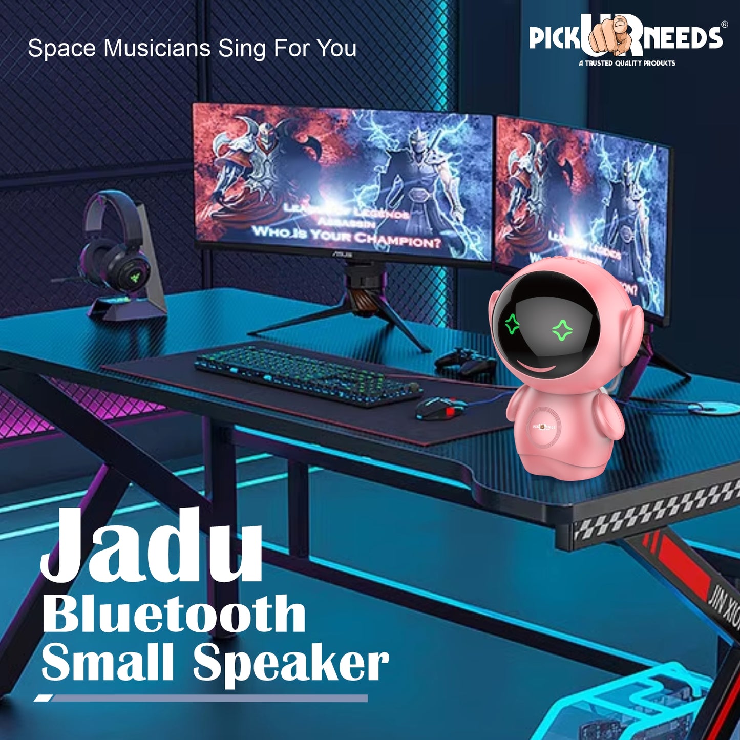 Pick Ur Needs Rechargeable Bluetooth Speaker with 1200mAh Battery β Portable Wireless Audio, FM Radio, USB/TF Card Support, TWS Pairing (White)