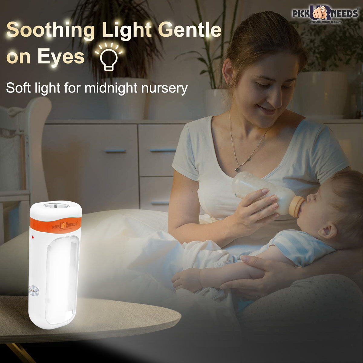 Pick Ur Needs Mini Home Emergency Rechargeable LED Floor Light Lamp with 4 hrs Lantern Emergency Light (Orange) Pack of 2