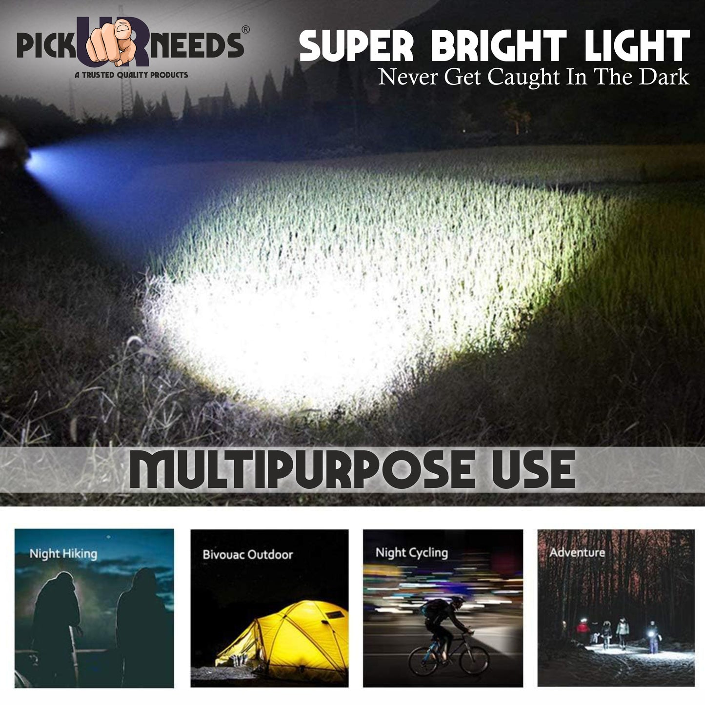 Pick Ur Needs Rechargeable Mini Pocket LED 25W Flashlight Torch With Emergency Side Tube Light
