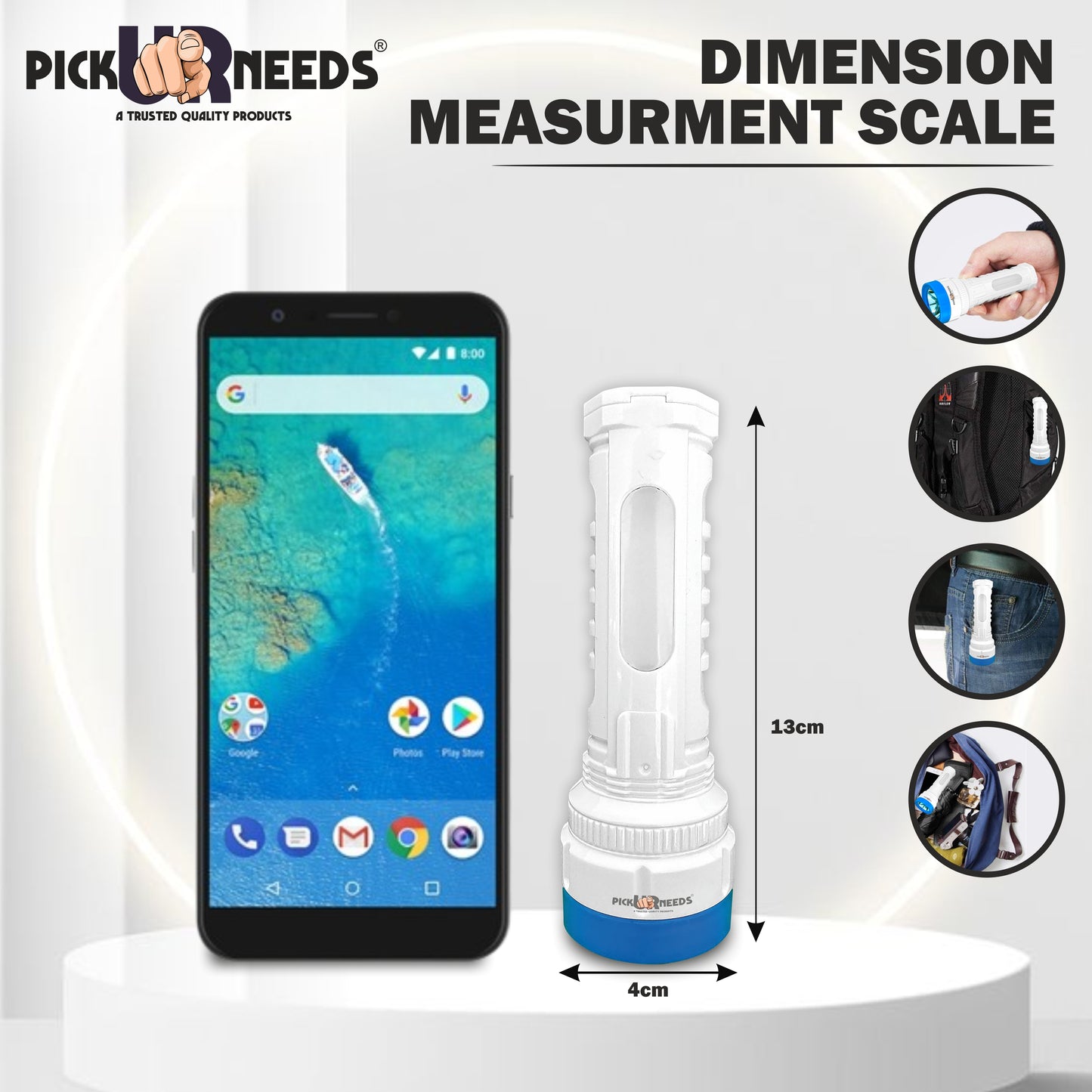 Pick Ur Needs Rechargeable Mini Pocket LED 25W Flashlight Torch With Emergency Side Tube Light