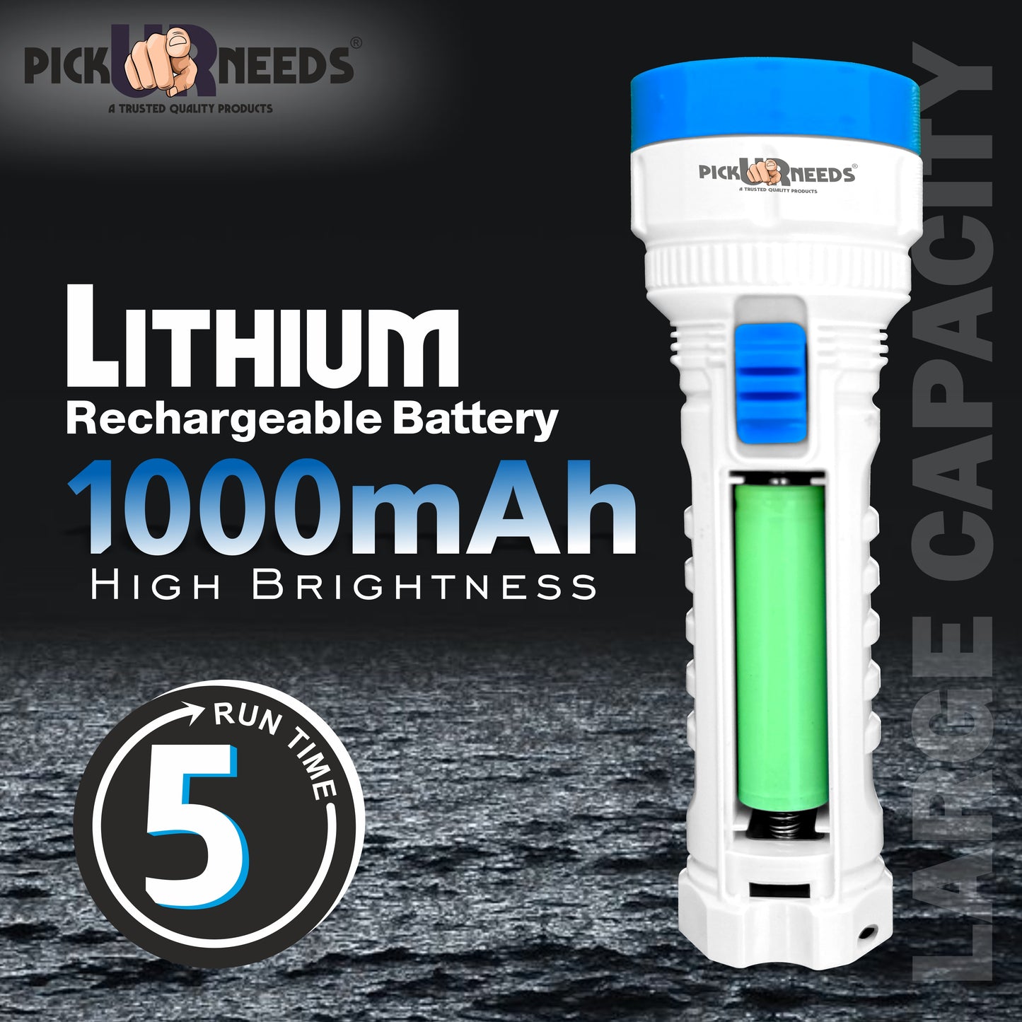 Pick Ur Needs Rechargeable Mini Torch LED 25W Flashlight Torch With Emergency Side Tube Light 5 hrs Torch Emergency Light (Blue) Pack Of 3