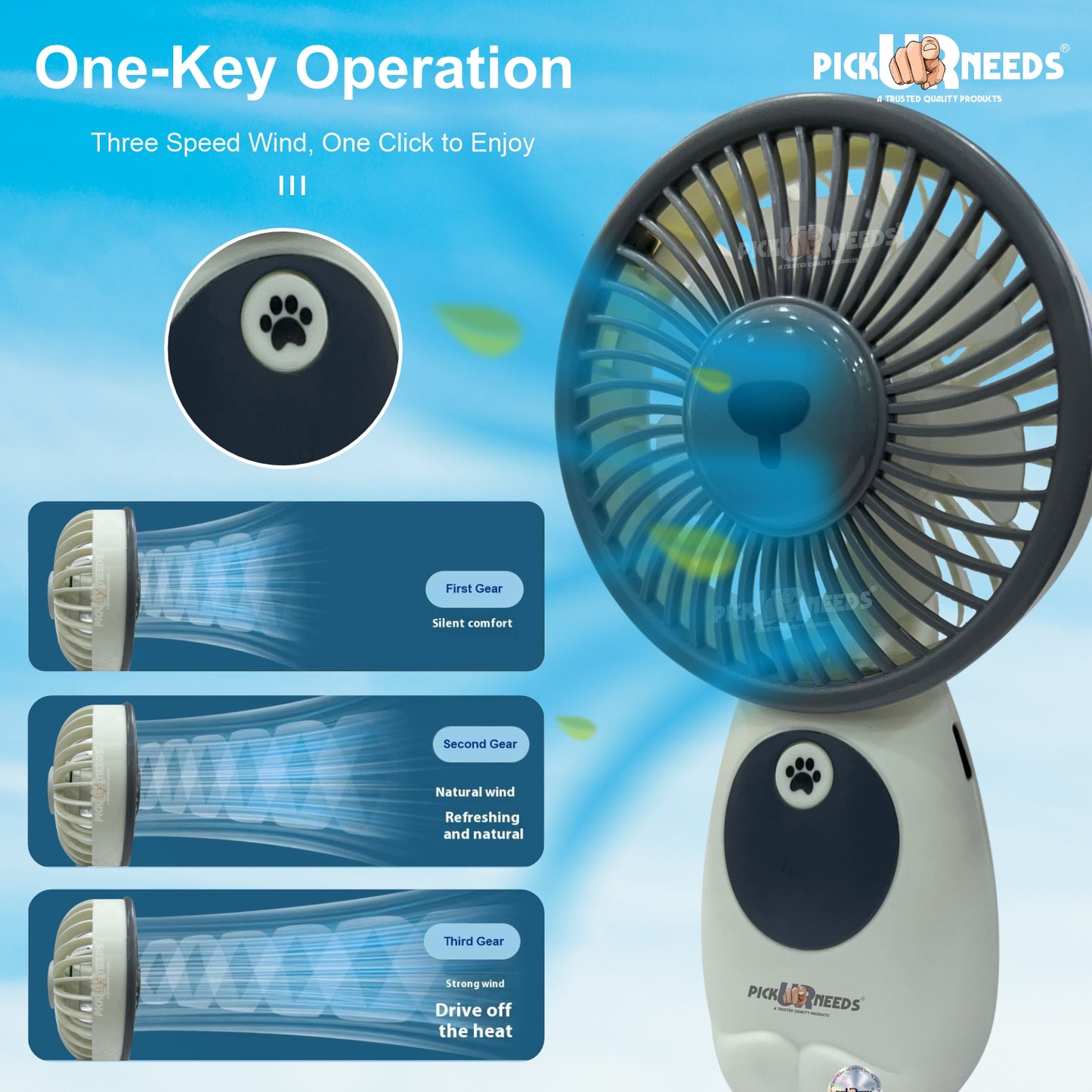 Pick Ur Needs Mini Pocket Rechargeable Fan With USB Charge Support Rechargeable Battery Mini Portable Fan For Outdoor Usage Fan