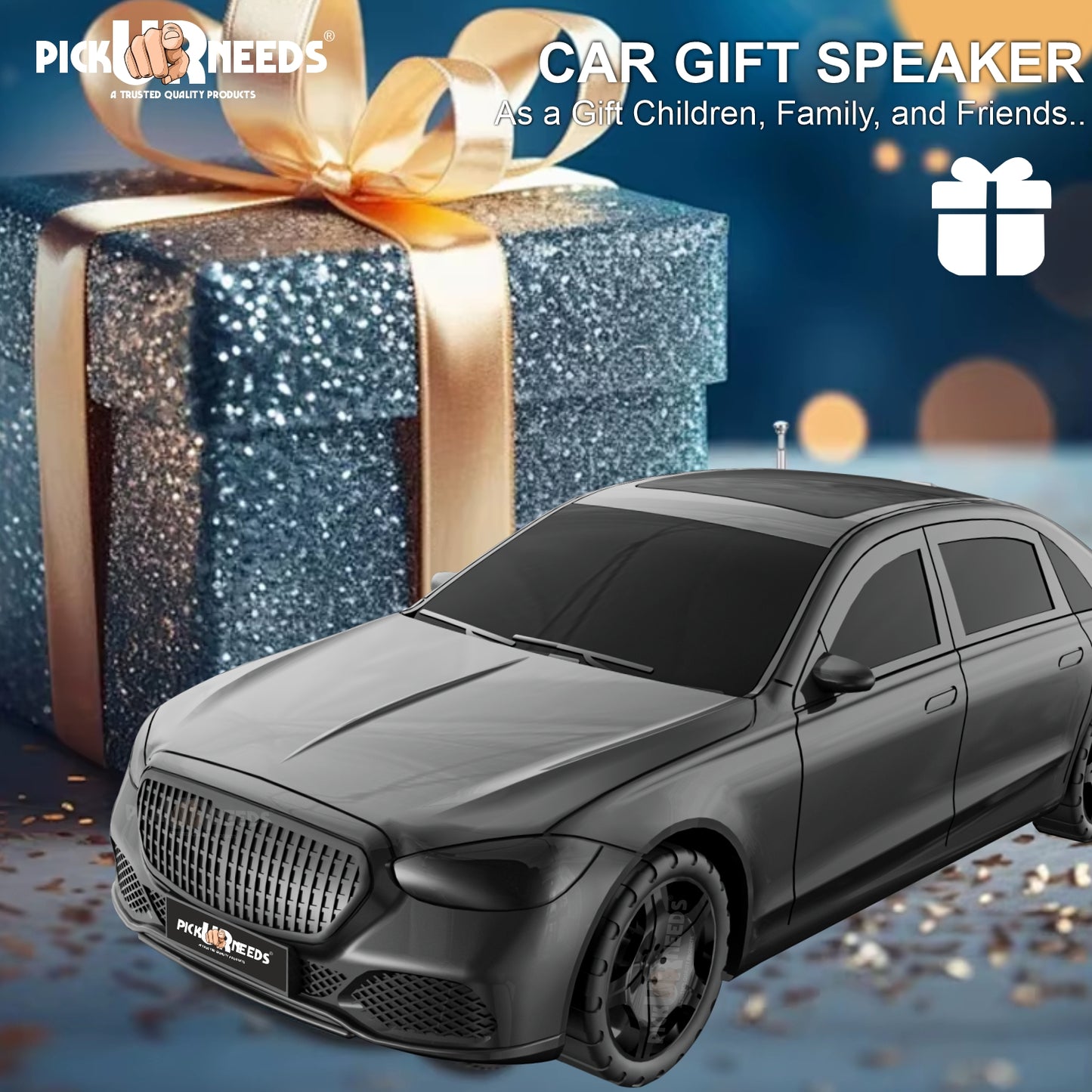 Pick Ur Needs Compact Rechargeable Wireless Thunder Sound 5W Car Speaker–Superior Bass, FM/USB 5 W Bluetooth Speaker (Red, 5.0 Channel)