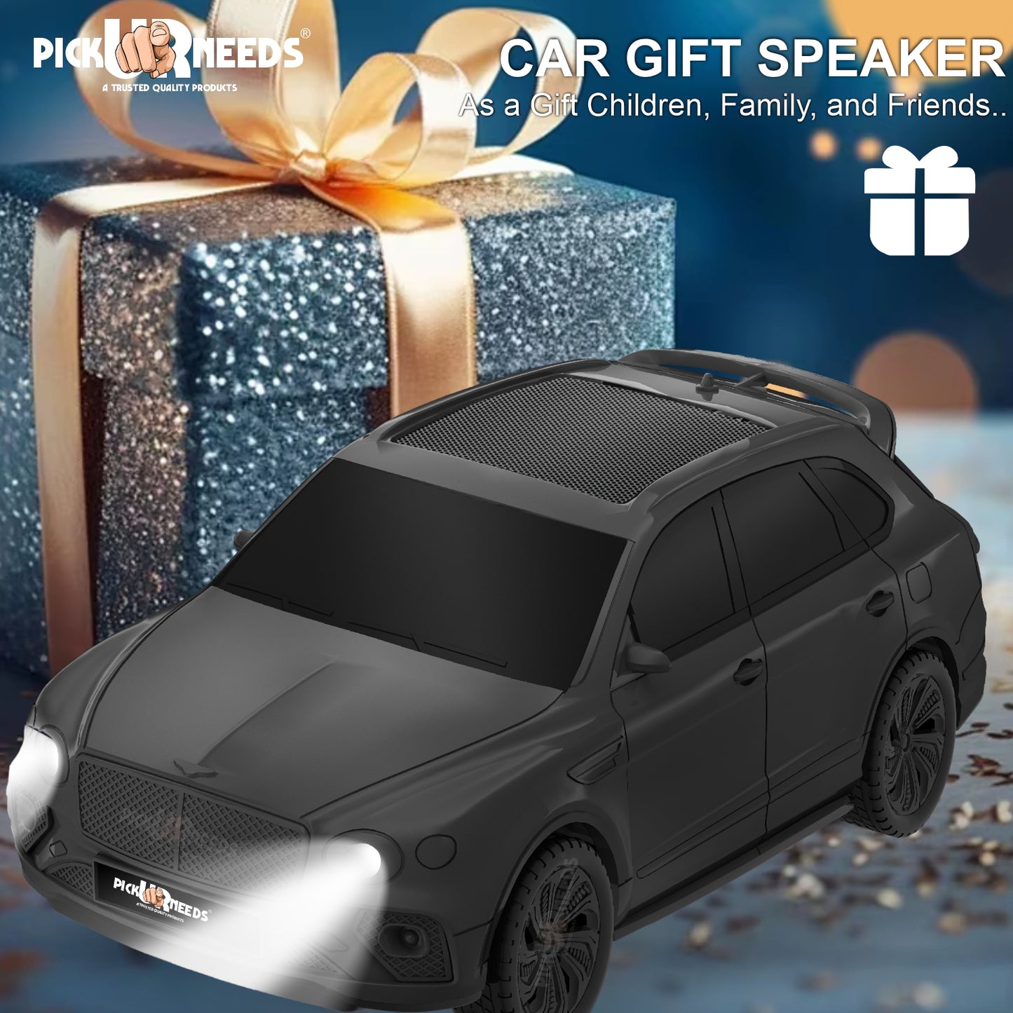 Pick Ur Needs Wireless Portable Mini Speaker- RGB Disco Light, 1200mAh, USB/TF/FM 5 W Bluetooth Speaker (Black, 5.0 Channel)