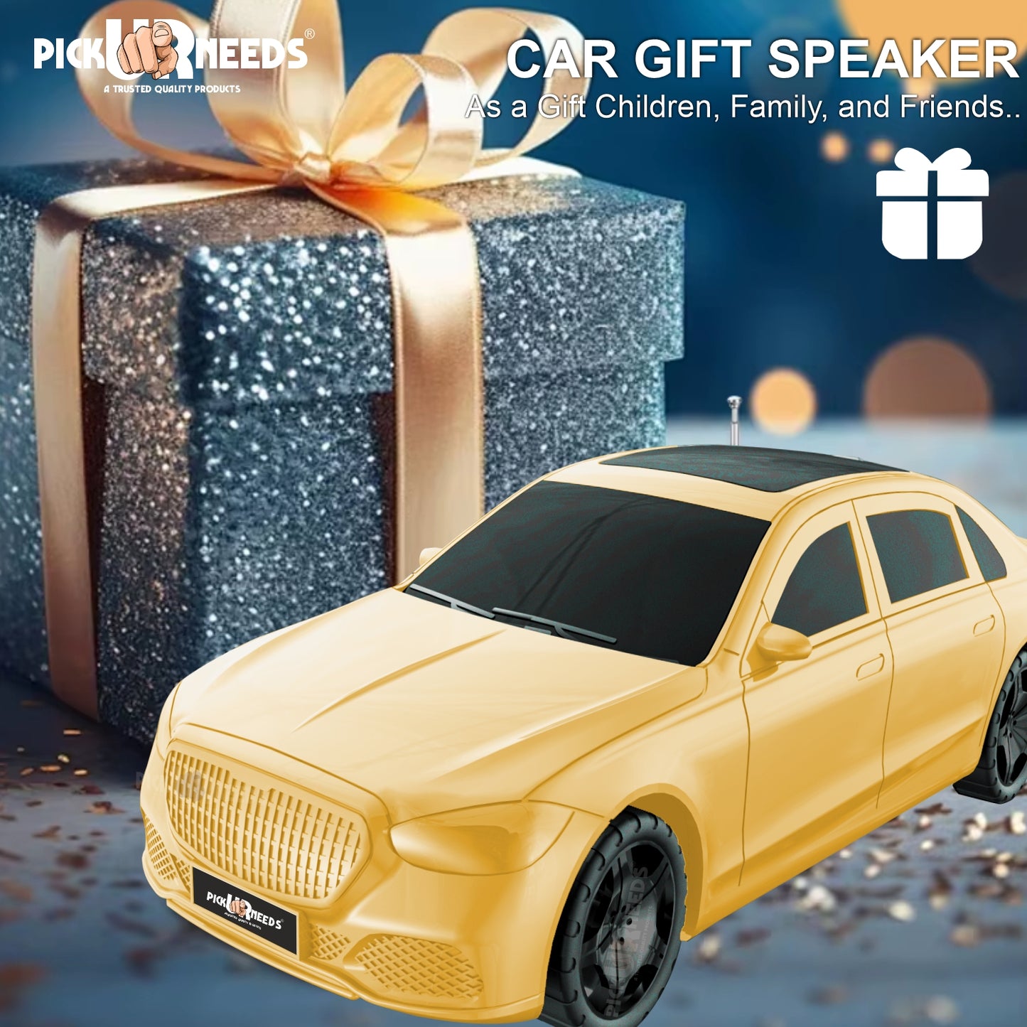 Pick Ur Needs Compact Rechargeable Wireless Thunder Sound 5W Car Speaker–Superior Bass, FM/USB 5 W Bluetooth Speaker (Red, 5.0 Channel)
