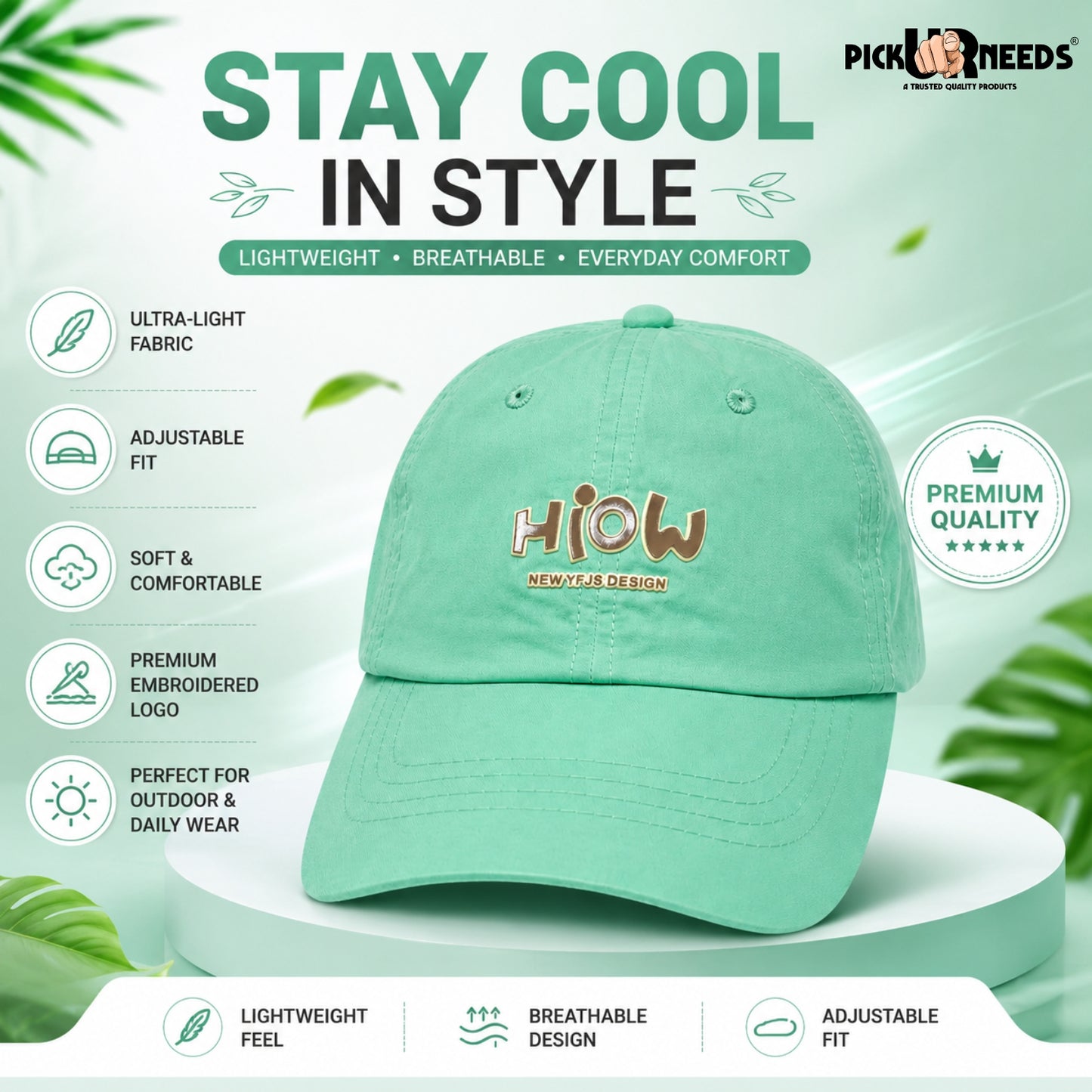 Pick Ur Needs Kids & Teenage Baseball Cap,Lightweight Breathable Fabric, Adjustable Fit, Sweat Resistant, Premium Embroidered Logo
