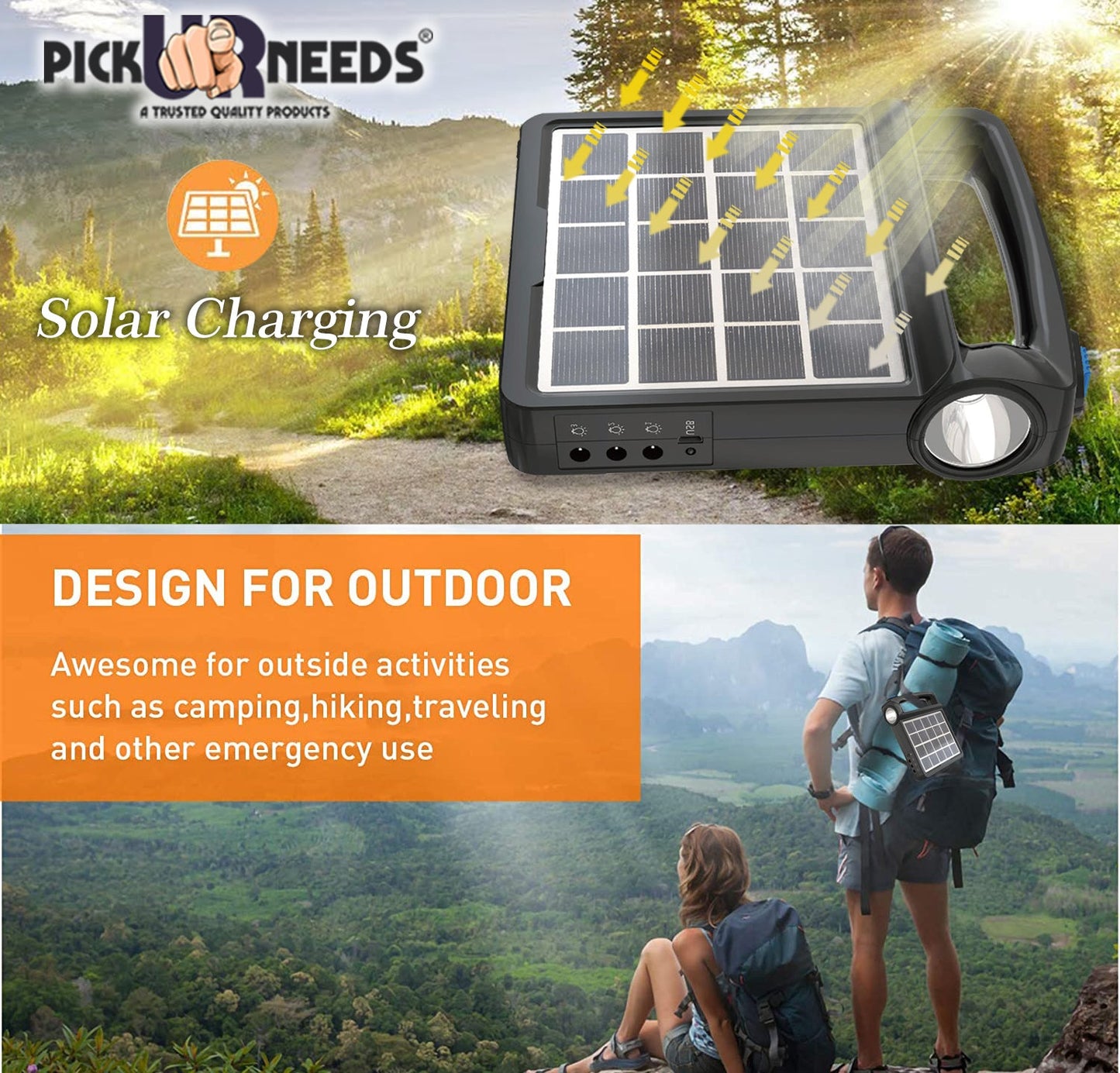 Pick Ur Needs Portable Solar Panel Generator System USB Port with Flashlight Outdoor Emergency Lamp Ligh