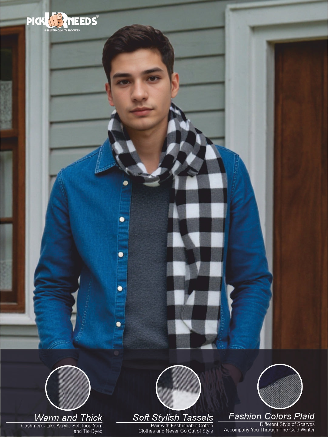 Pick Ur Needs Stylish Men’s Muffler – Warm, Soft & Trendy Winter Accessory