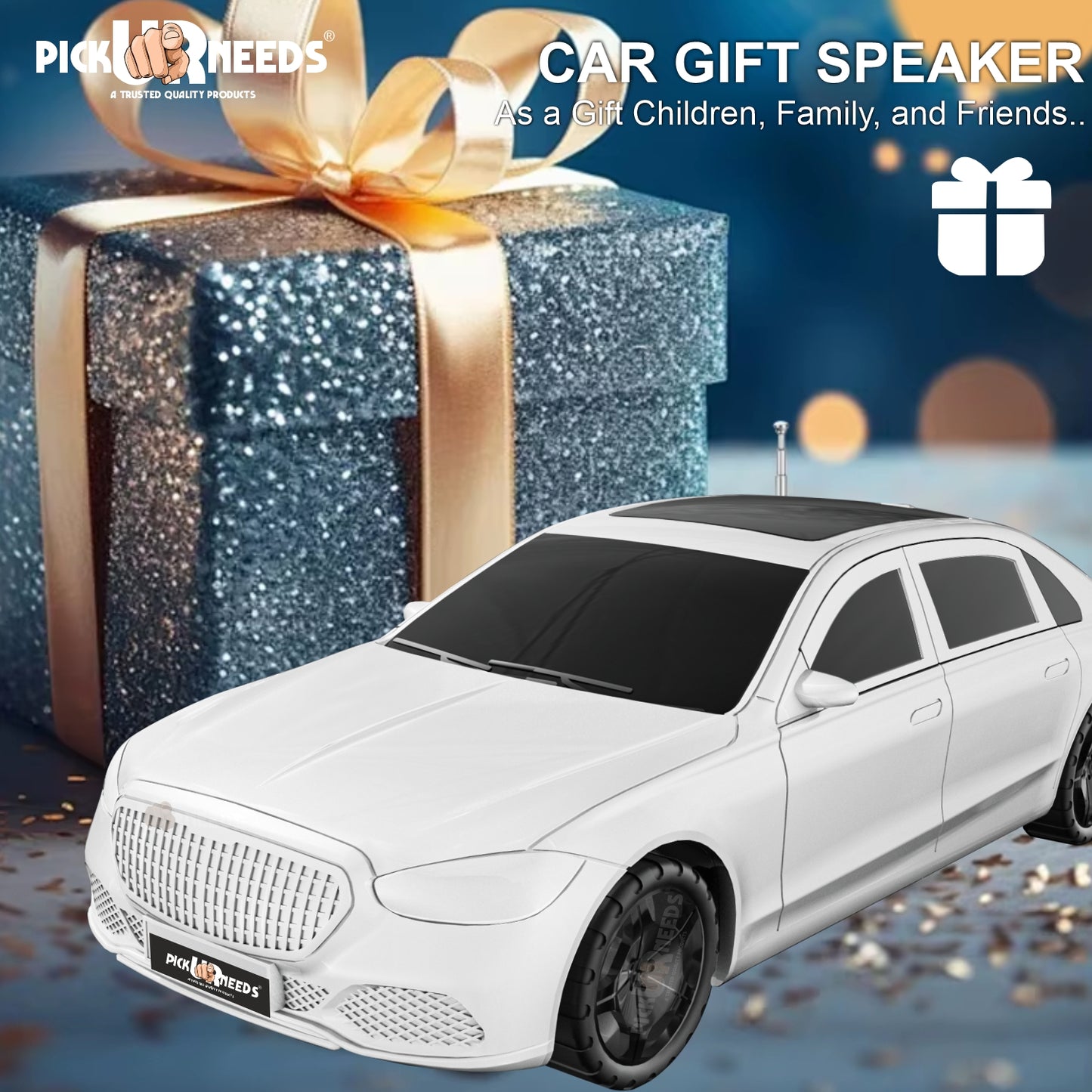 Pick Ur Needs Compact Rechargeable Wireless Thunder Sound 5W Car Speaker–Superior Bass, FM/USB 5 W Bluetooth Speaker (Red, 5.0 Channel)
