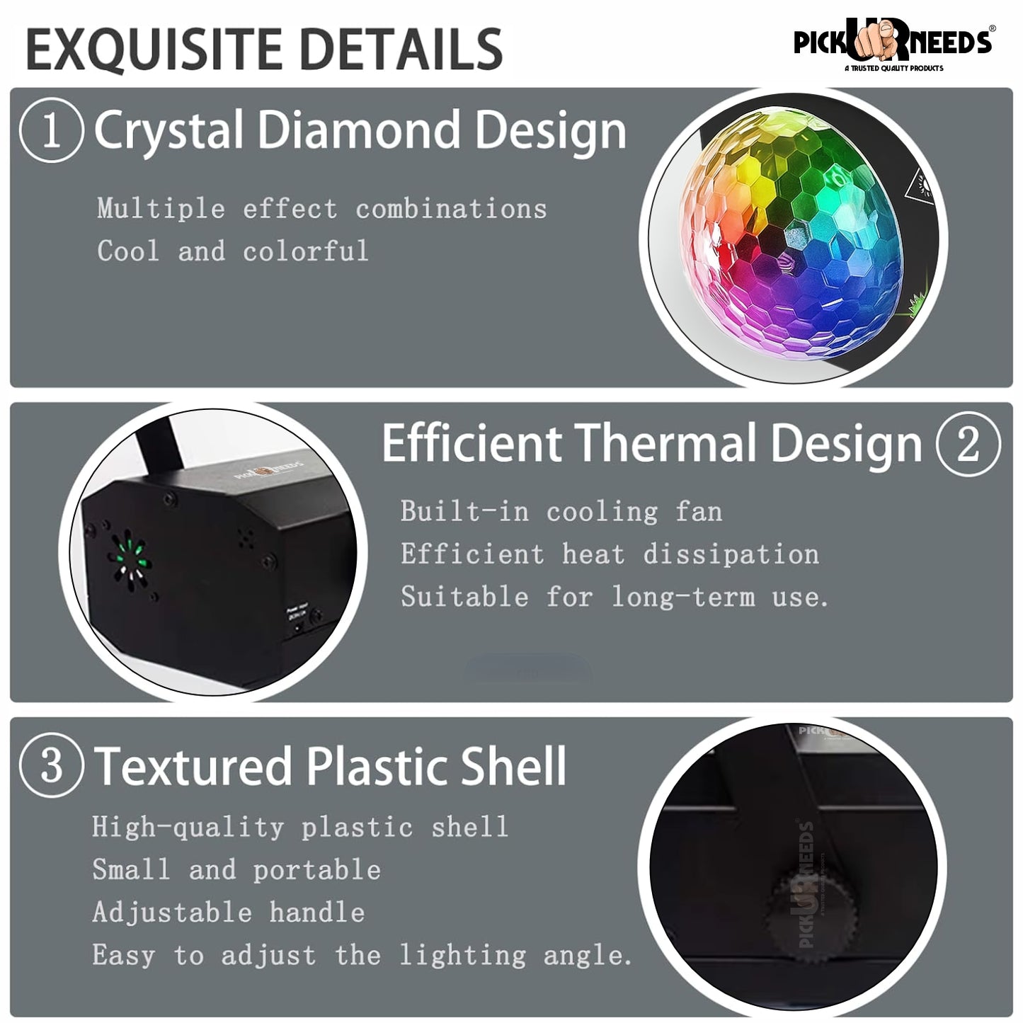 Pick Ur Needs LED Party Light with Remote β Sound Activated DJ Disco Ball Light, Strobe Laser Light Projector for Home Party, Club, Wedding, Birthday, Christmas, Stage Lighting β RGB Effects