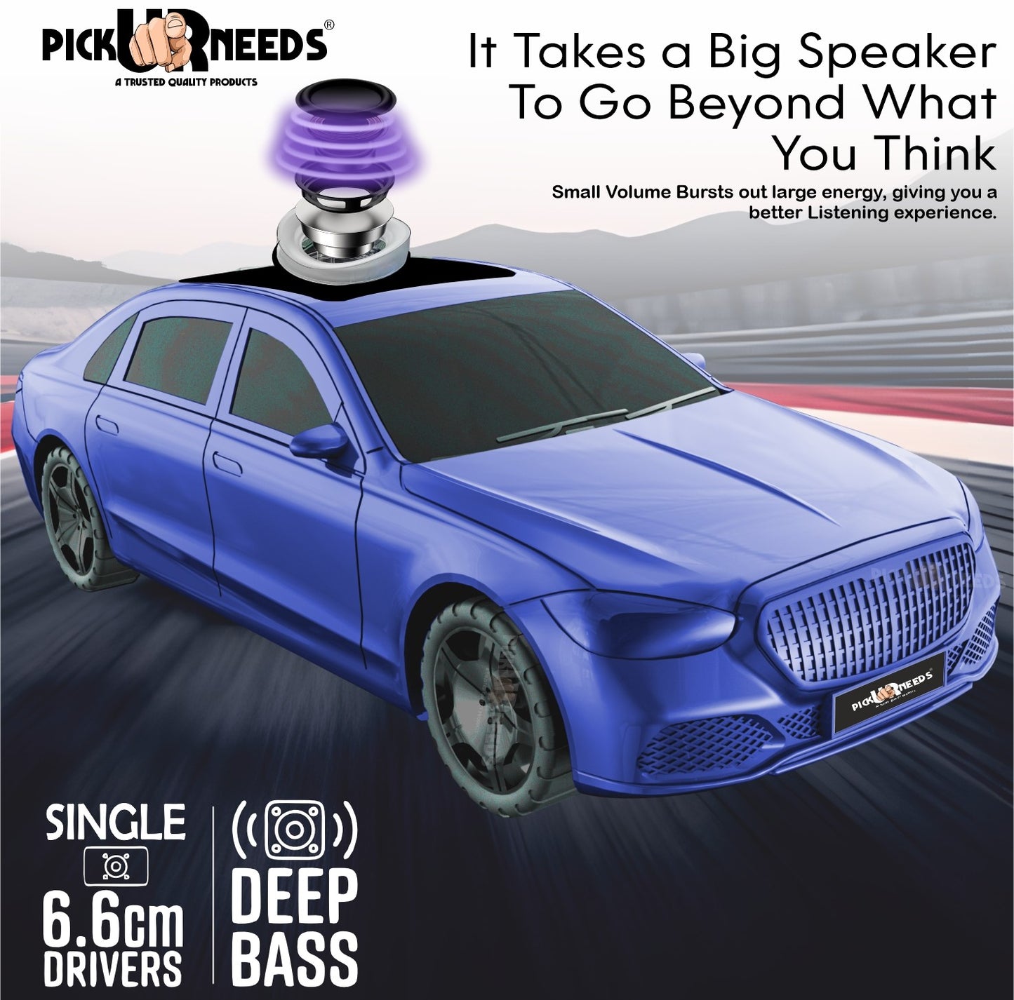 Pick Ur Needs Compact Rechargeable Wireless Thunder Sound 5W Car Speaker–Superior Bass, FM/USB 5 W Bluetooth Speaker (Red, 5.0 Channel)