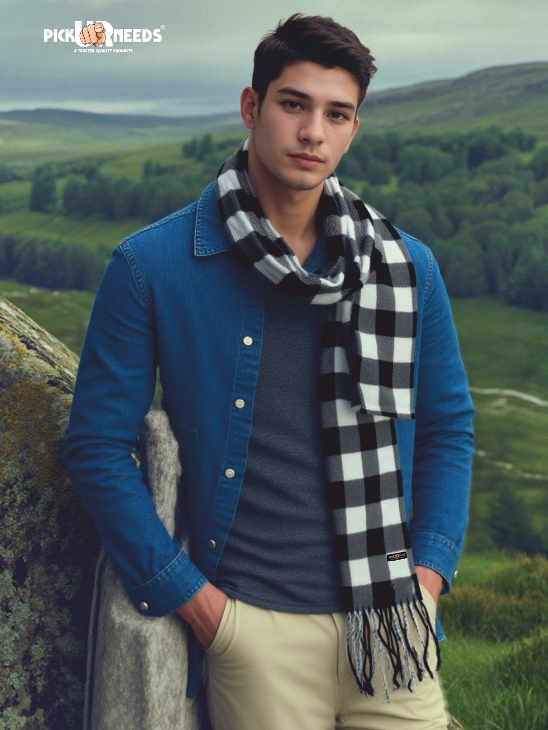 Pick Ur Needs Stylish Men’s Muffler – Warm, Soft & Trendy Winter Accessory