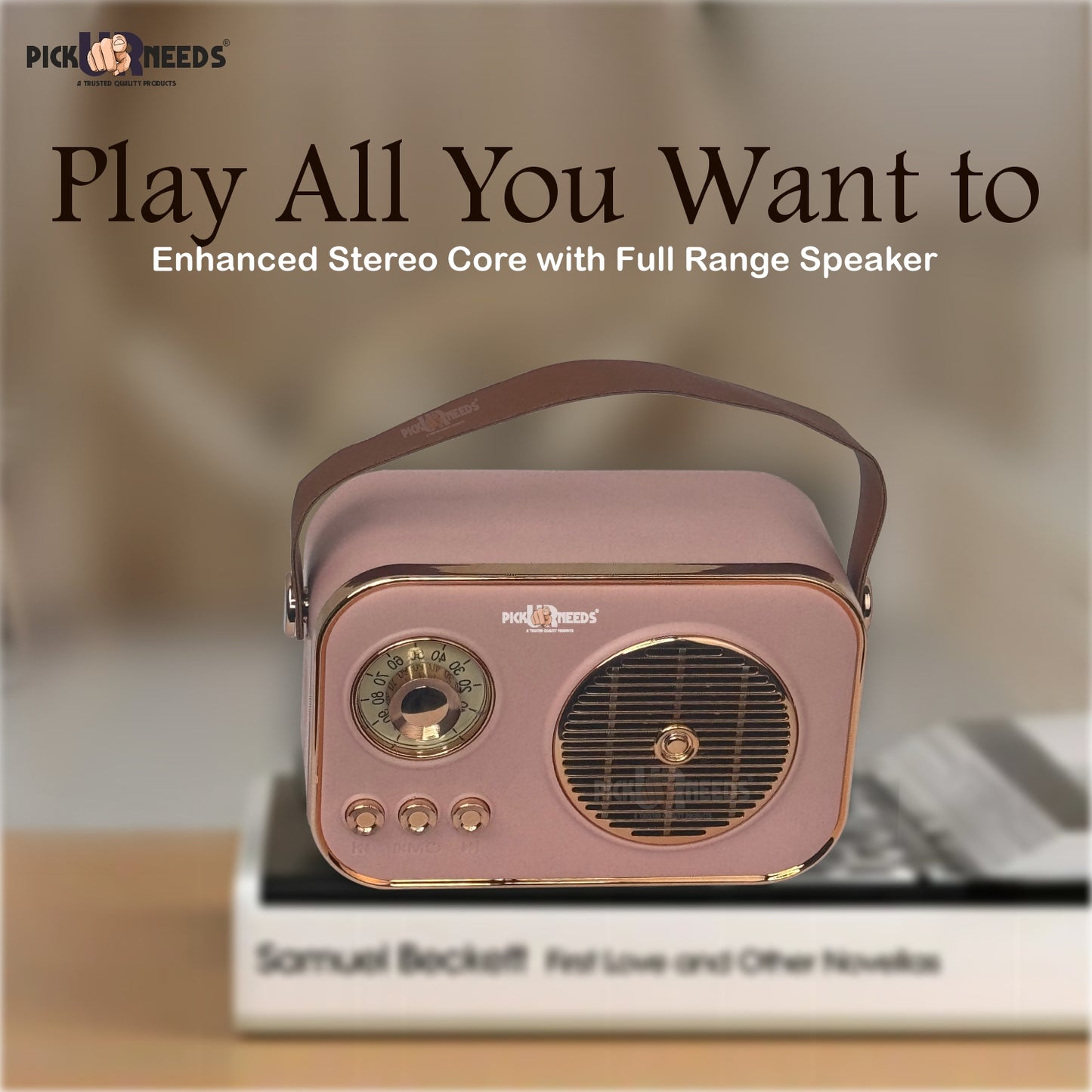 Pick Ur Needs Portable Wireless Bluetooth Speaker With Premium Design TF Card/ USB Support TWS 5 W Bluetooth Speaker (Cream, 5.0 Channel)