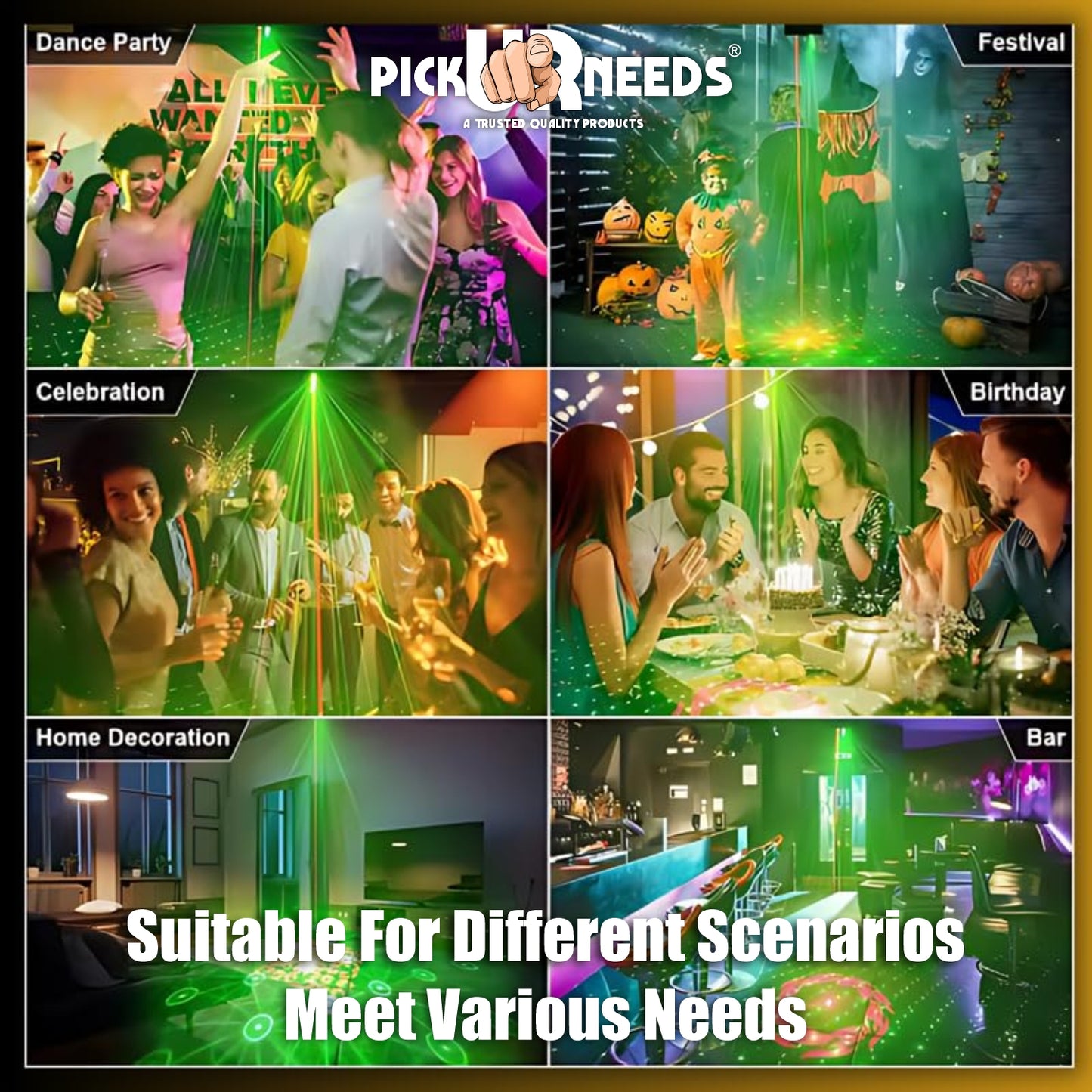 Pick Ur Needs Mini Cylinder DJ Disco Laser Light with 16 Patterns & 4 Modes USB-Powered Party Light for Weddings,Clubs & Events