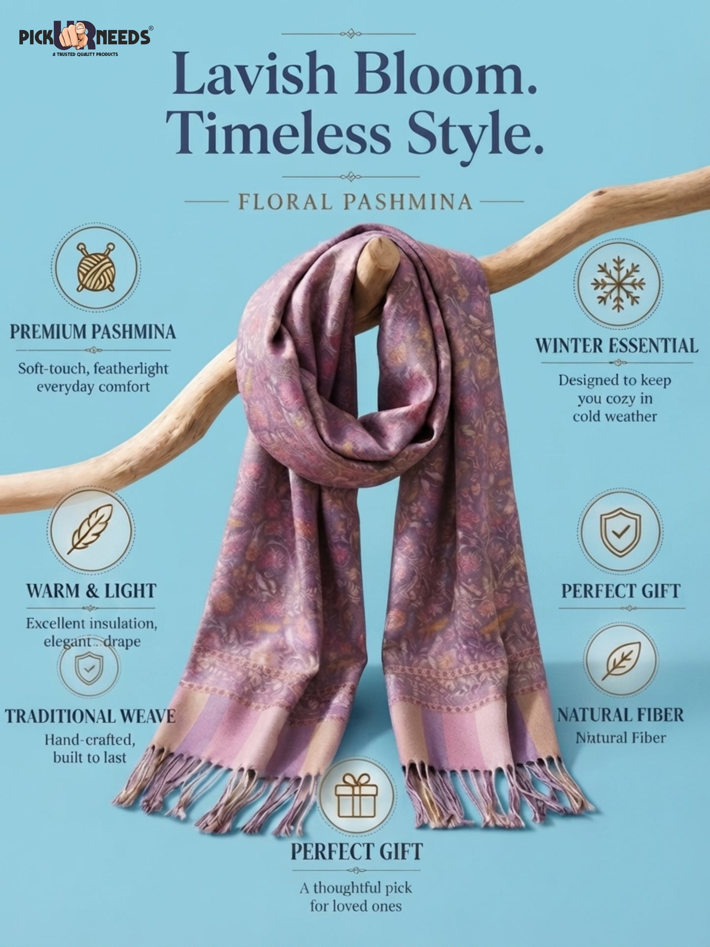 Pick Ur Needs Men’s Winter Shawl Soft Printed Warm Wrap with Fringed Ends for Casual & Formal Wear For Boys