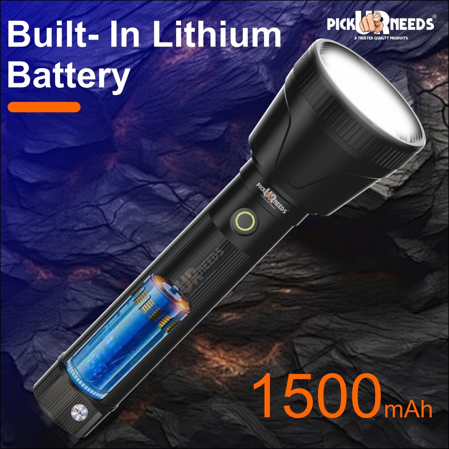 Pick Ur Needs Zoomable Focus High Power Super Bright Flashlight Two Mode 75W Laser + Side COB 5 hrs Torch Emergency Light (Black)