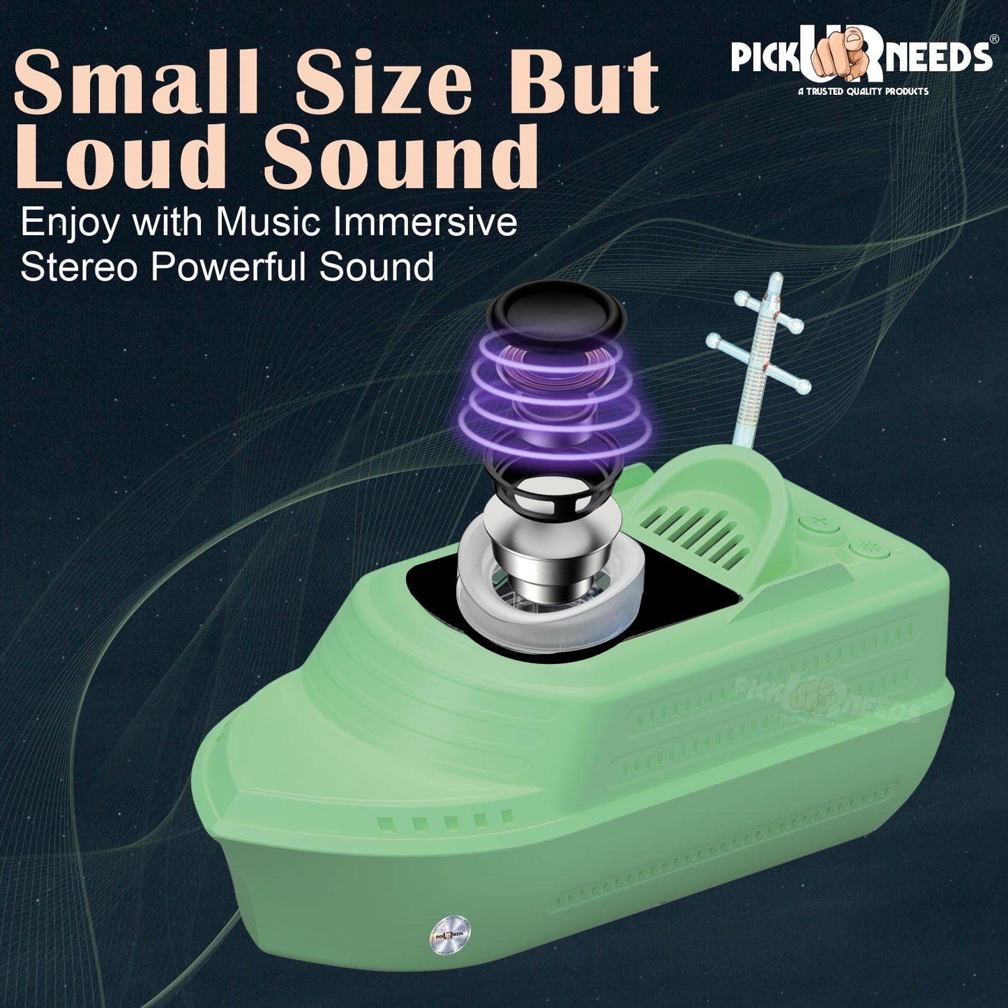 Pick Ur Needs 10W Portable Wireless Speaker 6H Playtime, 1200mAh Battery, USB Port, Parties 10 W Bluetooth Speaker (Green, 5.0 Channel)