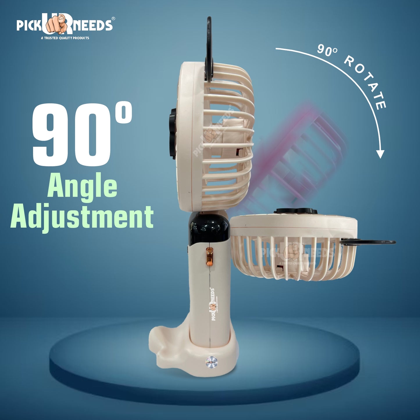 Pick Ur Needs Rechargeable Foldable Mini Handheld Fan Micky Mouse Design 5 Mode Speed LED Display Mini Portable Fan