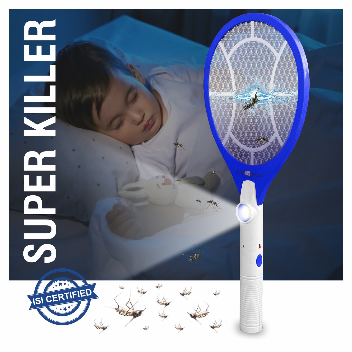 Pick Ur Needs Rechargeable Mosquito Racket / Bat With Cob Light For Mosquito Killing Electric Insect Killer Indoor, Outdoor (Bat)