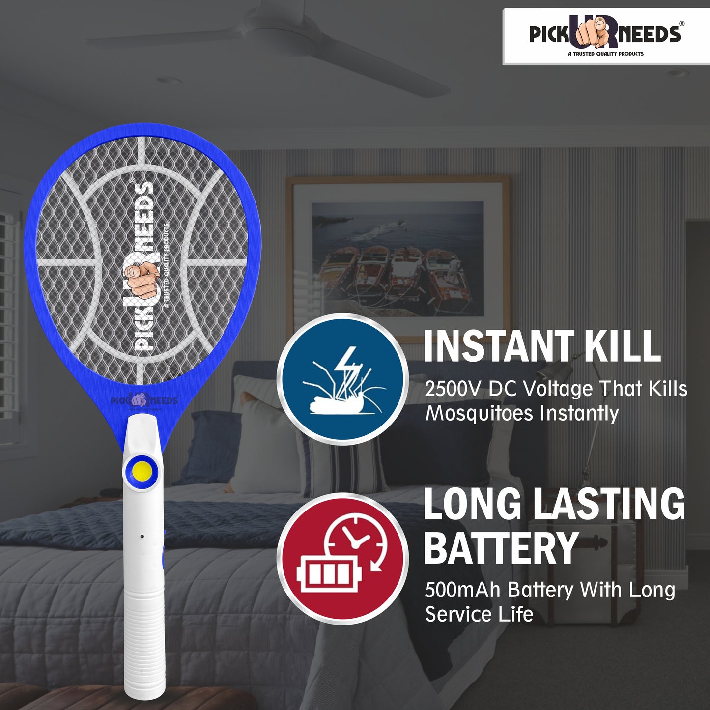 Pick Ur Needs Rechargeable Mosquito Racket / Bat With Cob Light For Mosquito Killing Electric Insect Killer Indoor, Outdoor (Bat)