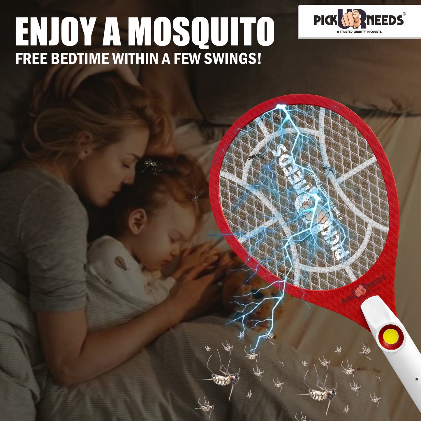 Pick Ur Needs Rechargeable Mosquito Racket / Bat With Cob Light For Mosquito Killing Electric Insect Killer Indoor, Outdoor (Bat)