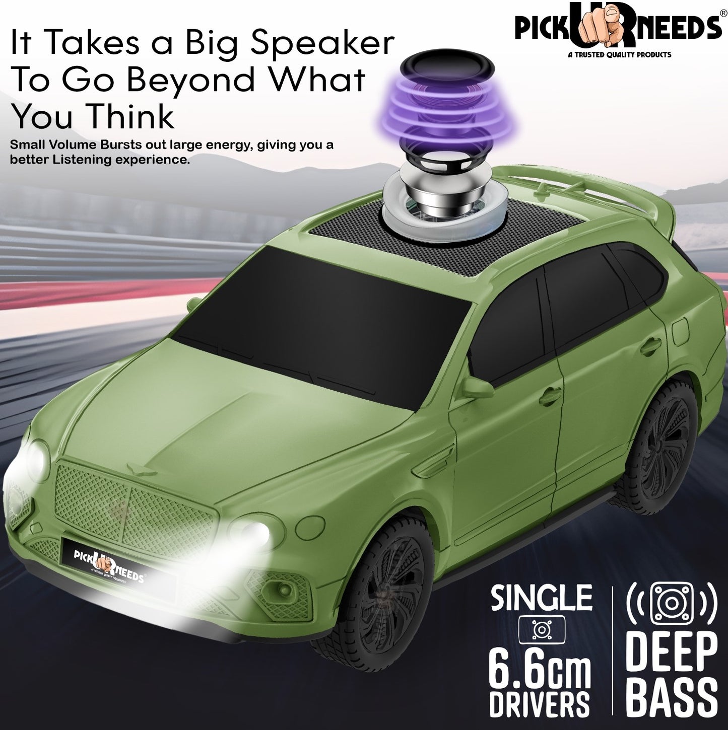 Pick Ur Needs Wireless Portable Mini Speaker- RGB Disco Light, 1200mAh, USB/TF/FM 5 W Bluetooth Speaker (Black, 5.0 Channel)