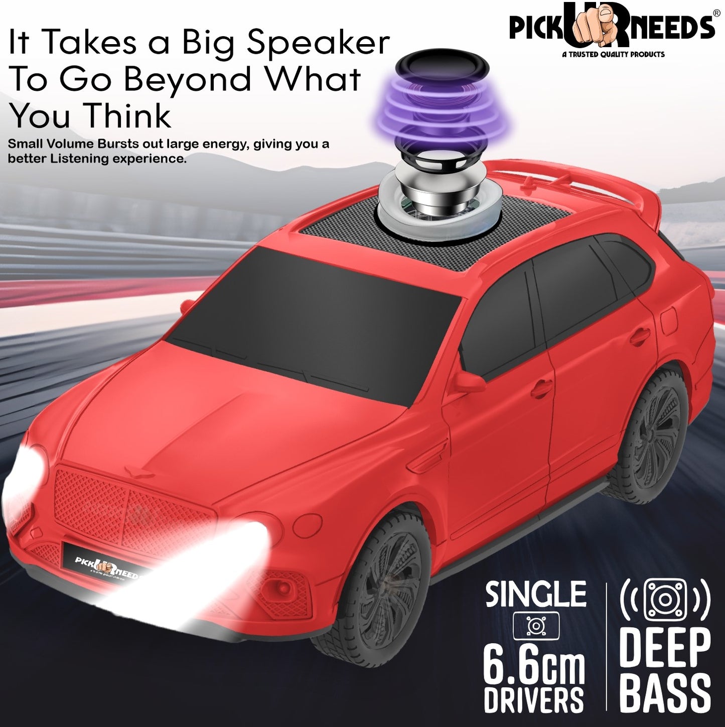 Pick Ur Needs Wireless Portable Mini Speaker- RGB Disco Light, 1200mAh, USB/TF/FM 5 W Bluetooth Speaker (Black, 5.0 Channel)
