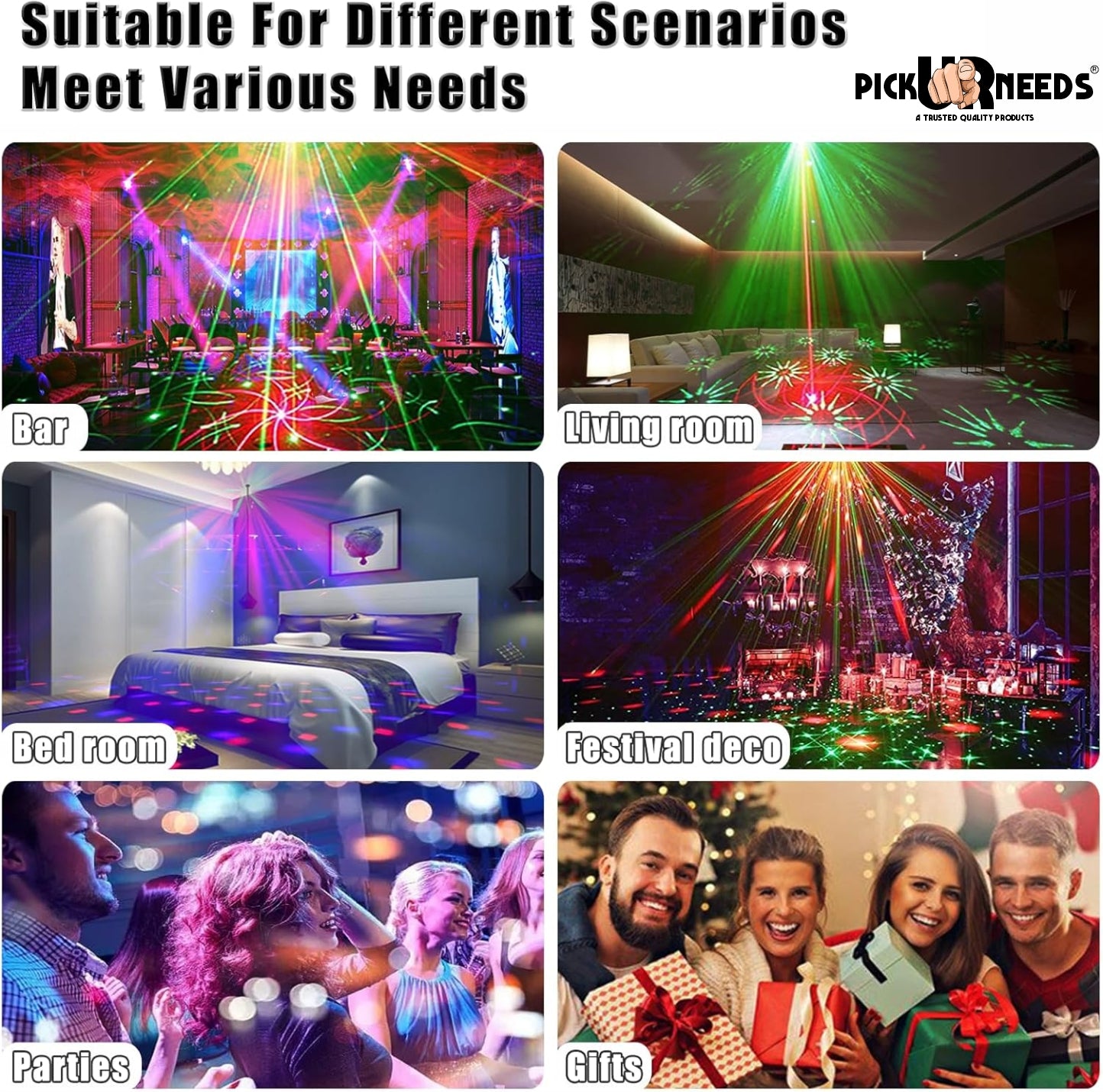 Pick Ur Needs Disco Ball Party Lights DJ Laser Light with Remote β Sound Activated (50 nm, Multicolor)