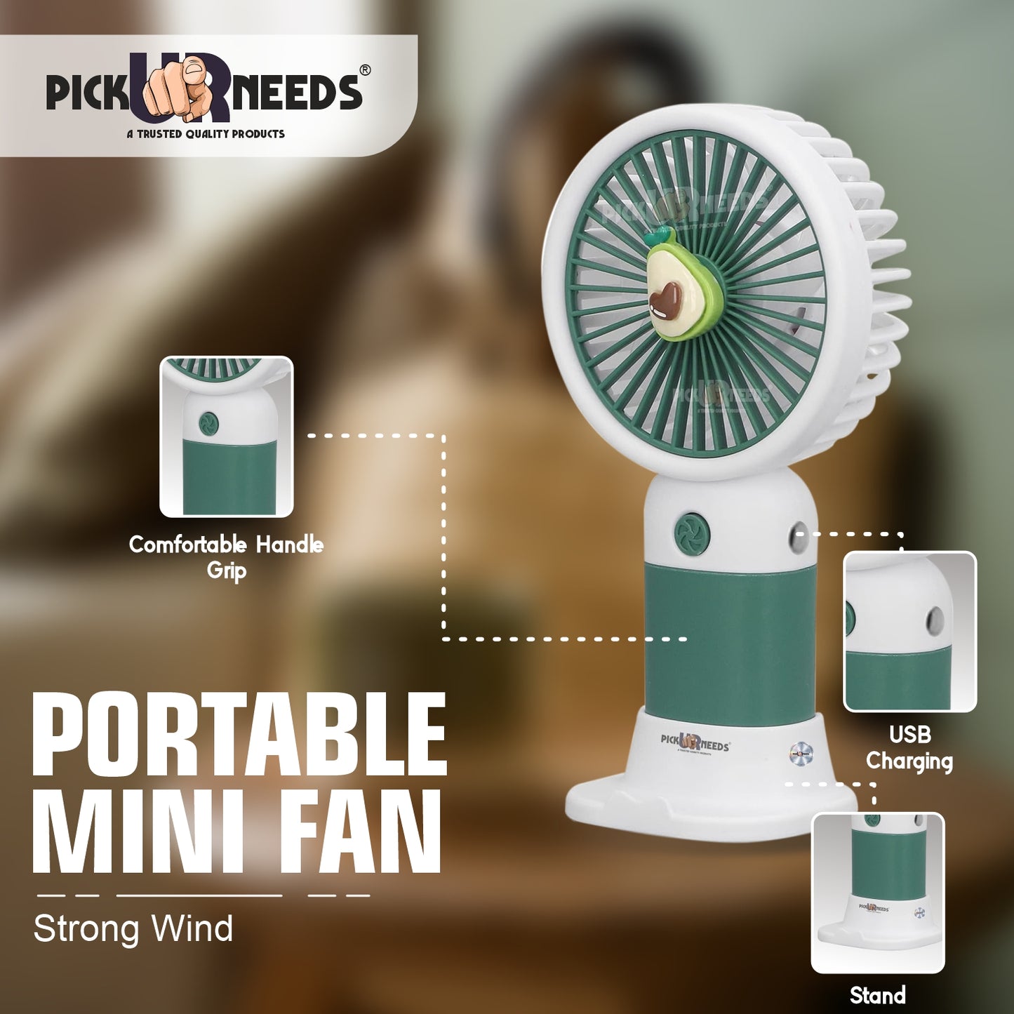 Pick Ur Needs Mini Fan Portable Design Rechargeable Battery Fan For Outdoor Camping Adventure