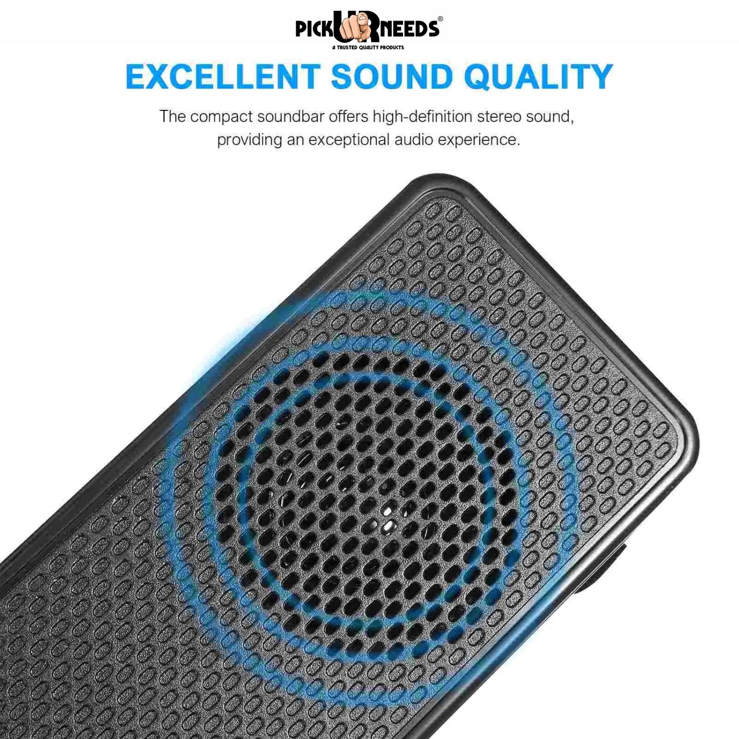 Pick Ur Needs Rechargeable 10W Smart Wireless Desktop Soundbar Speaker with Bluetooth 2400mAh Battery, FM Radio, TWS, TF Card, USB & AUX Support โ 6 Hours Playtime