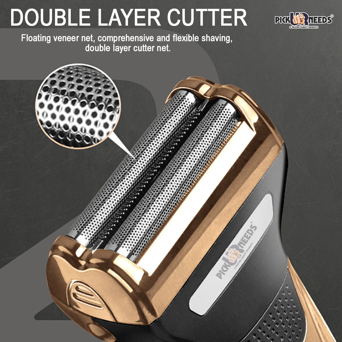 Pick Ur Needs Rechargeable Wireless Electric Shaver Beard Nose Hair Trimmer Shaver For Men (Gold)