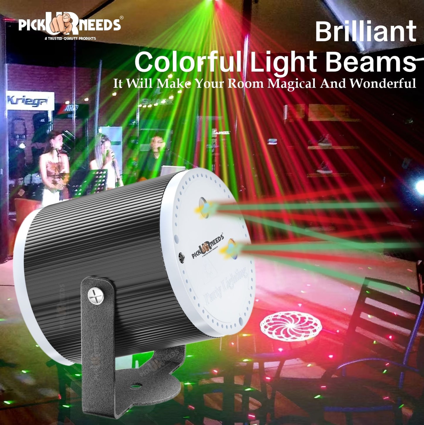 Pick Ur Needs Mini Cylinder DJ Disco Laser Light with 16 Patterns & 4 Modes USB-Powered Party Light for Weddings,Clubs & Events