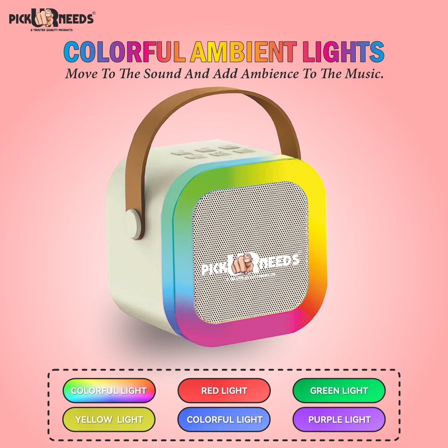 Pick Ur Needs Kids Karaoke 4 Multiple Voice Mike With Bluetooth Speaker RGB Disco Party Light (Blue)