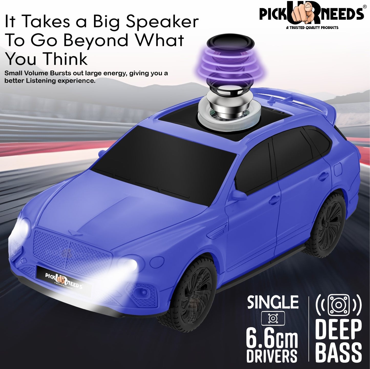 Pick Ur Needs Wireless Portable Mini Speaker- RGB Disco Light, 1200mAh, USB/TF/FM 5 W Bluetooth Speaker (Black, 5.0 Channel)