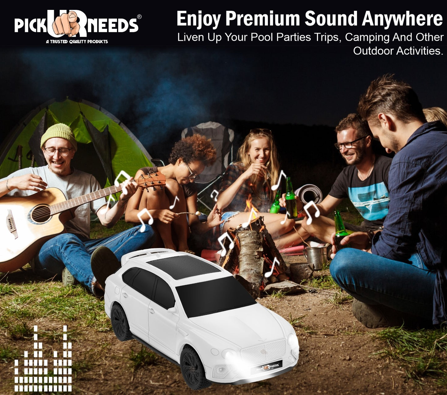 Pick Ur Needs Wireless Portable Mini Speaker- RGB Disco Light, 1200mAh, USB/TF/FM 5 W Bluetooth Speaker (Black, 5.0 Channel)