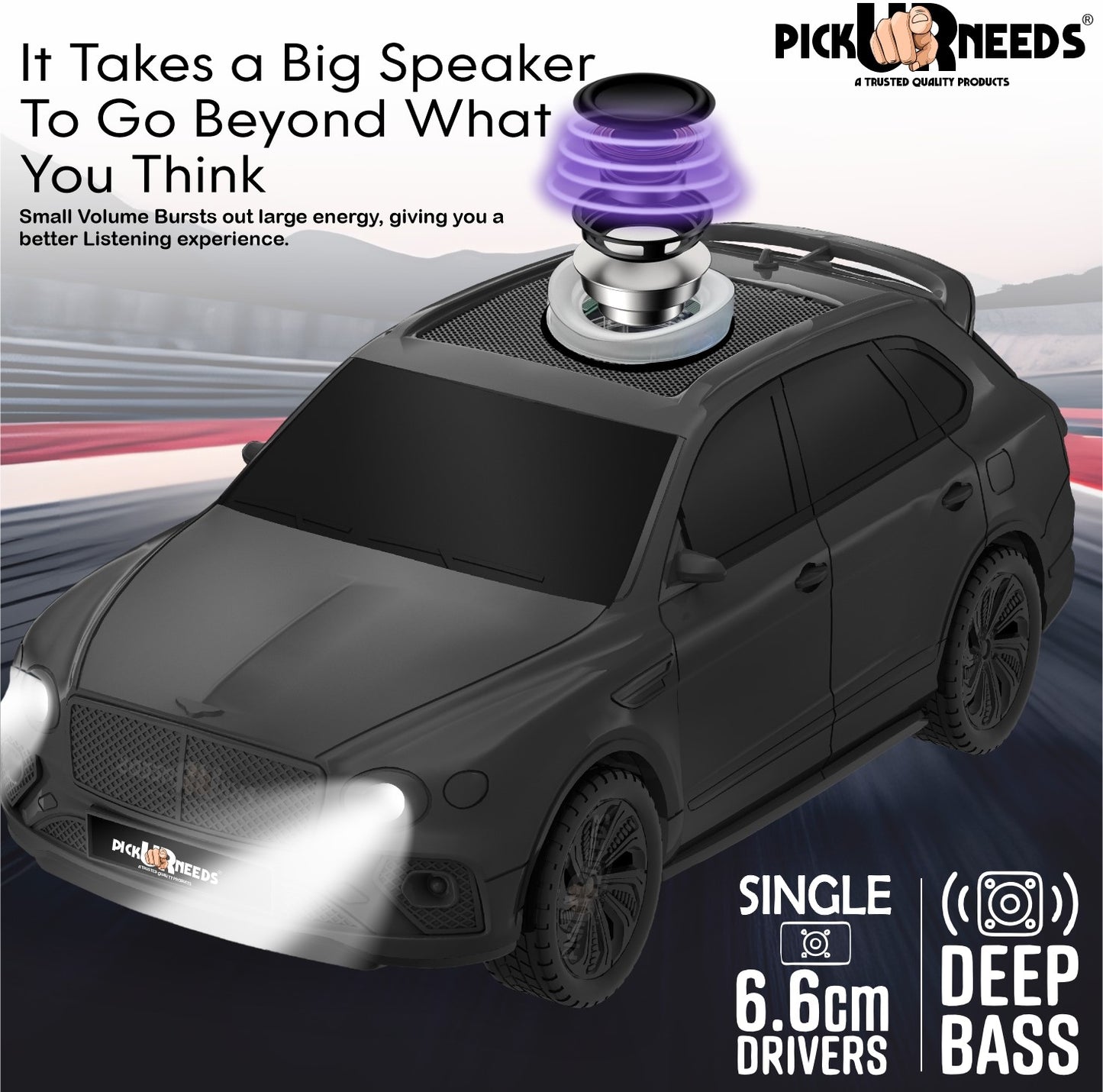 Pick Ur Needs Wireless Portable Mini Speaker- RGB Disco Light, 1200mAh, USB/TF/FM 5 W Bluetooth Speaker (Black, 5.0 Channel)