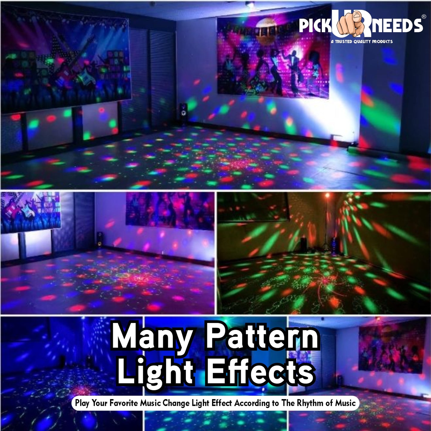 Pick Ur Needs LED Party Light with Remote β Sound Activated DJ Disco Ball Light, Strobe Laser Light Projector for Home Party, Club, Wedding, Birthday, Christmas, Stage Lighting β RGB Effects