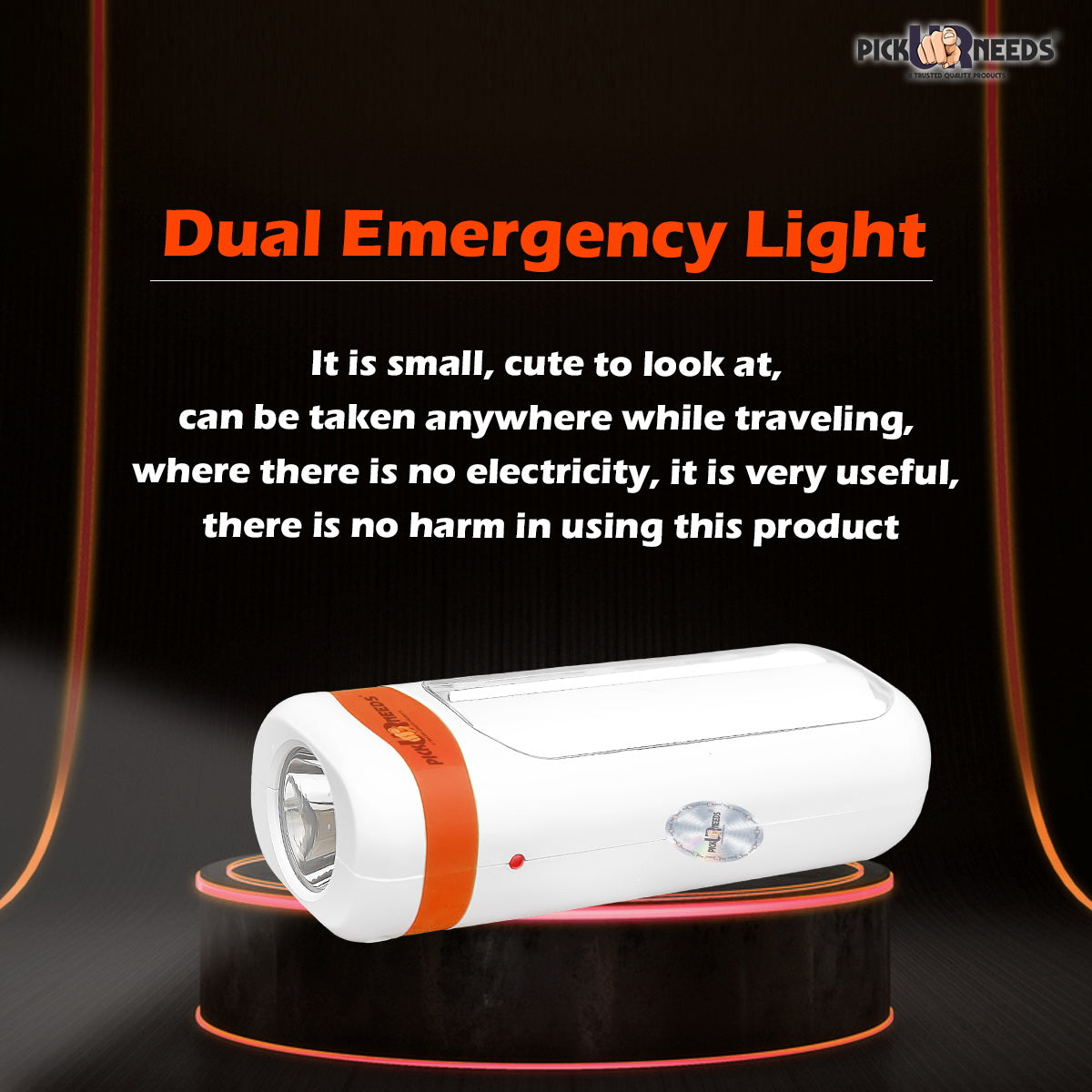Pick Ur Needs Mini Home Emergency Rechargeable LED Floor Light Lamp with 4 hrs Lantern Emergency Light (Orange) Pack of 2