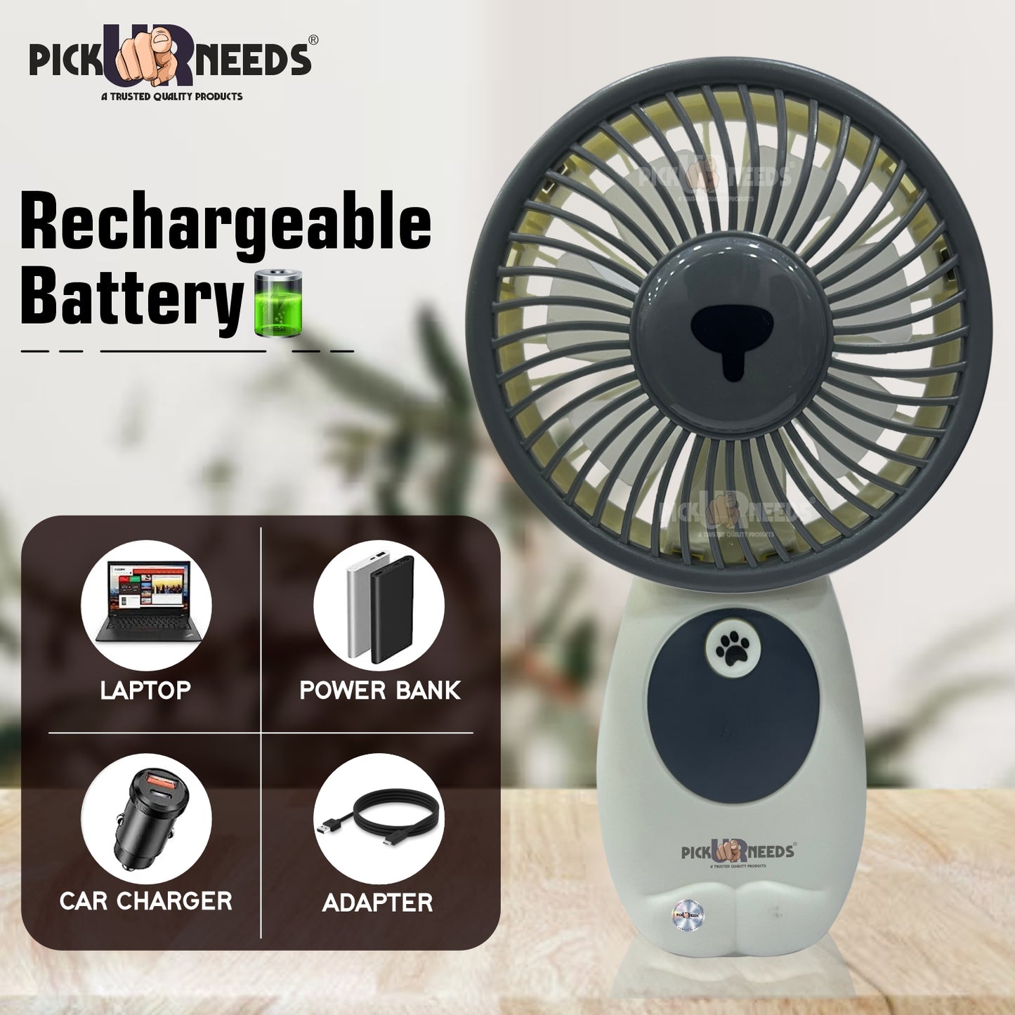 Pick Ur Needs Mini Pocket Rechargeable Fan With USB Charge Support Rechargeable Battery Mini Portable Fan For Outdoor Usage Fan